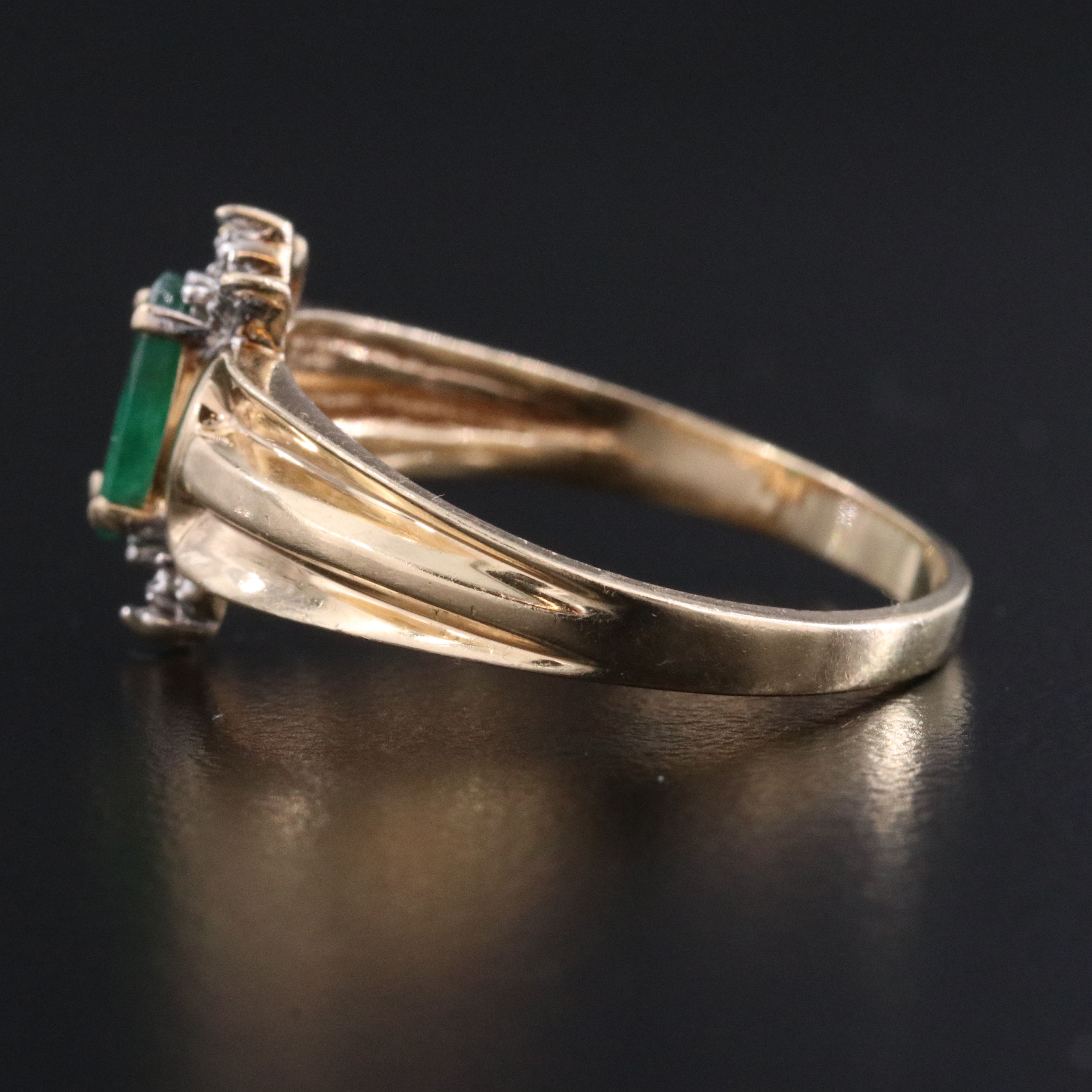 10K Emerald and Diamond Ring