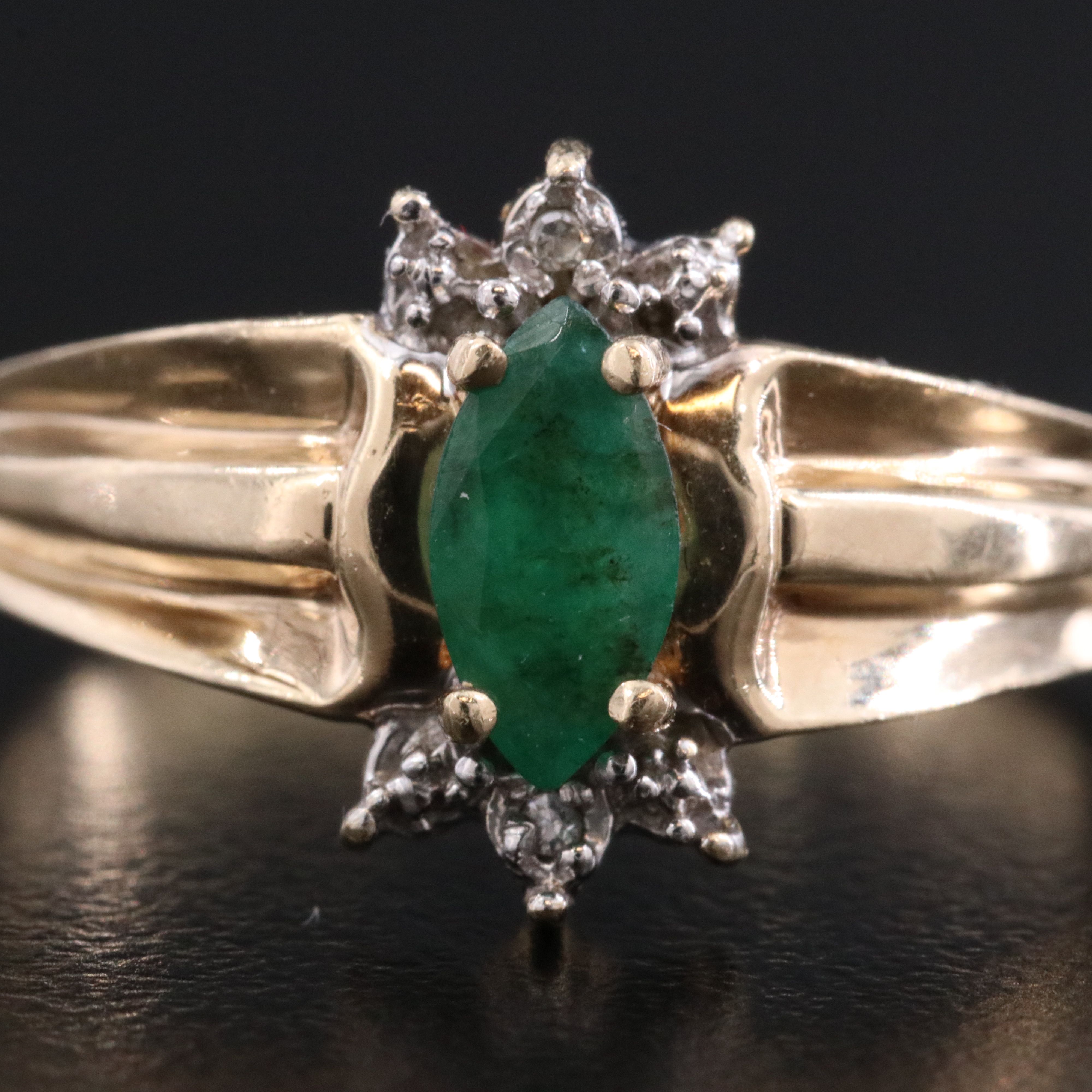 10K Emerald and Diamond Ring