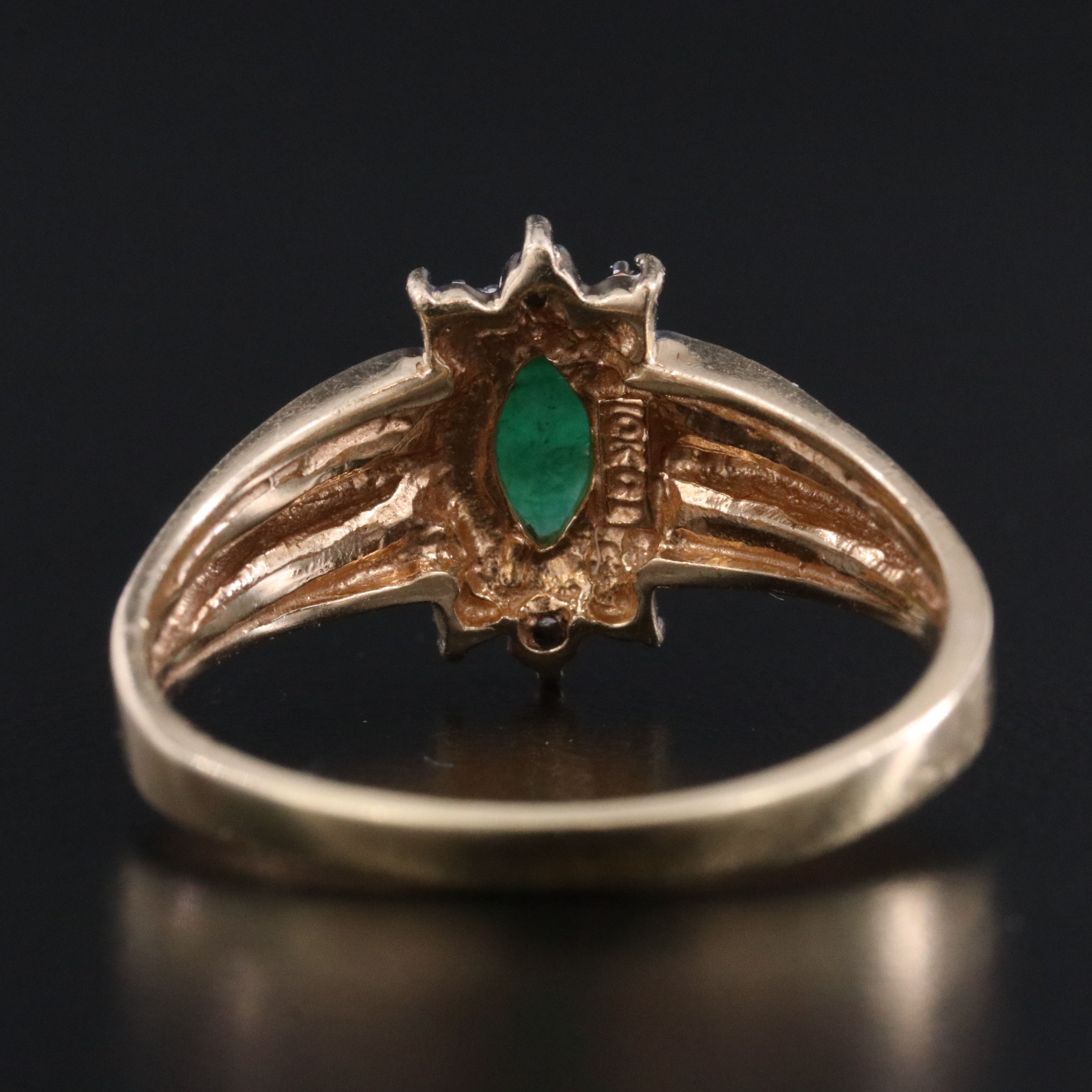 10K Emerald and Diamond Ring