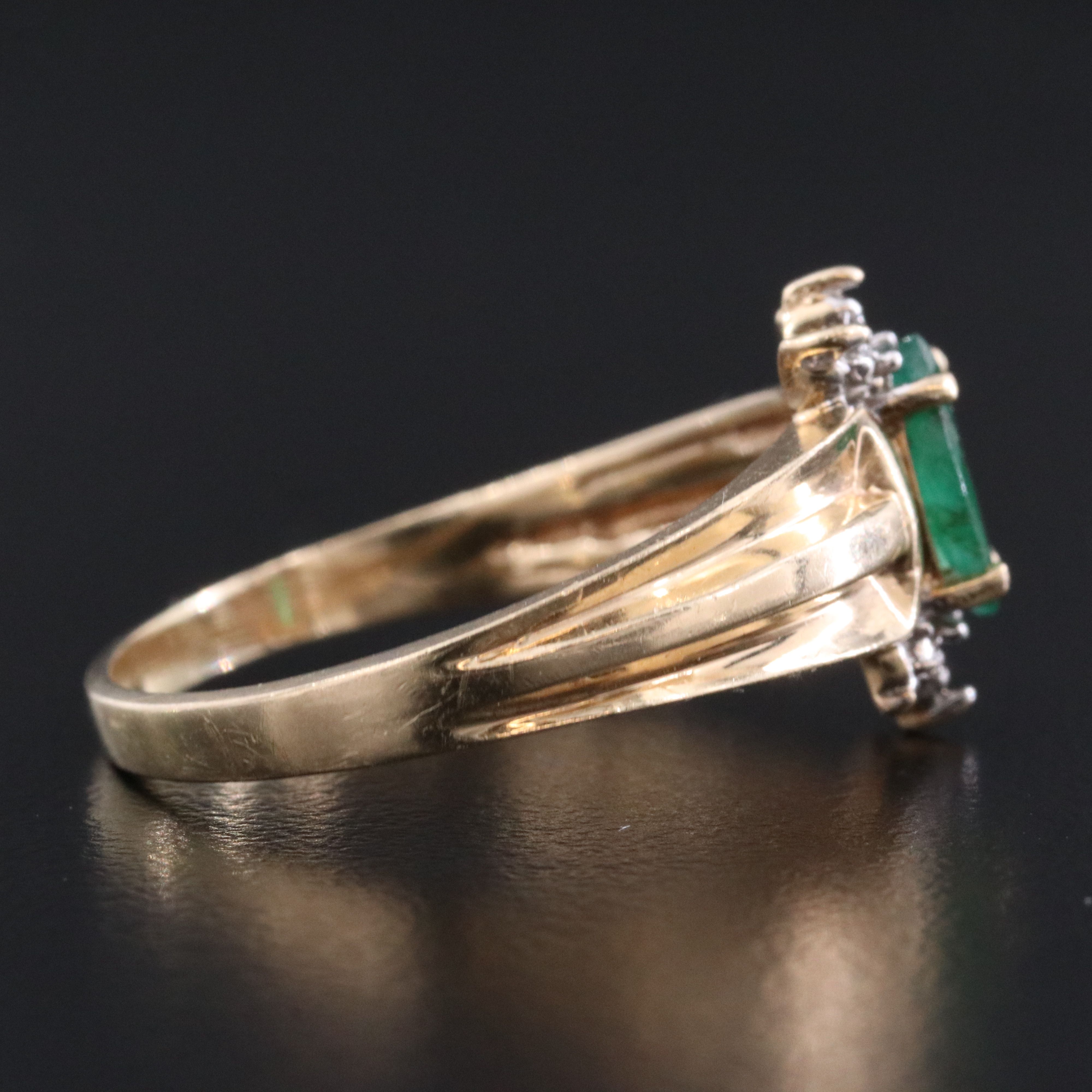 10K Emerald and Diamond Ring