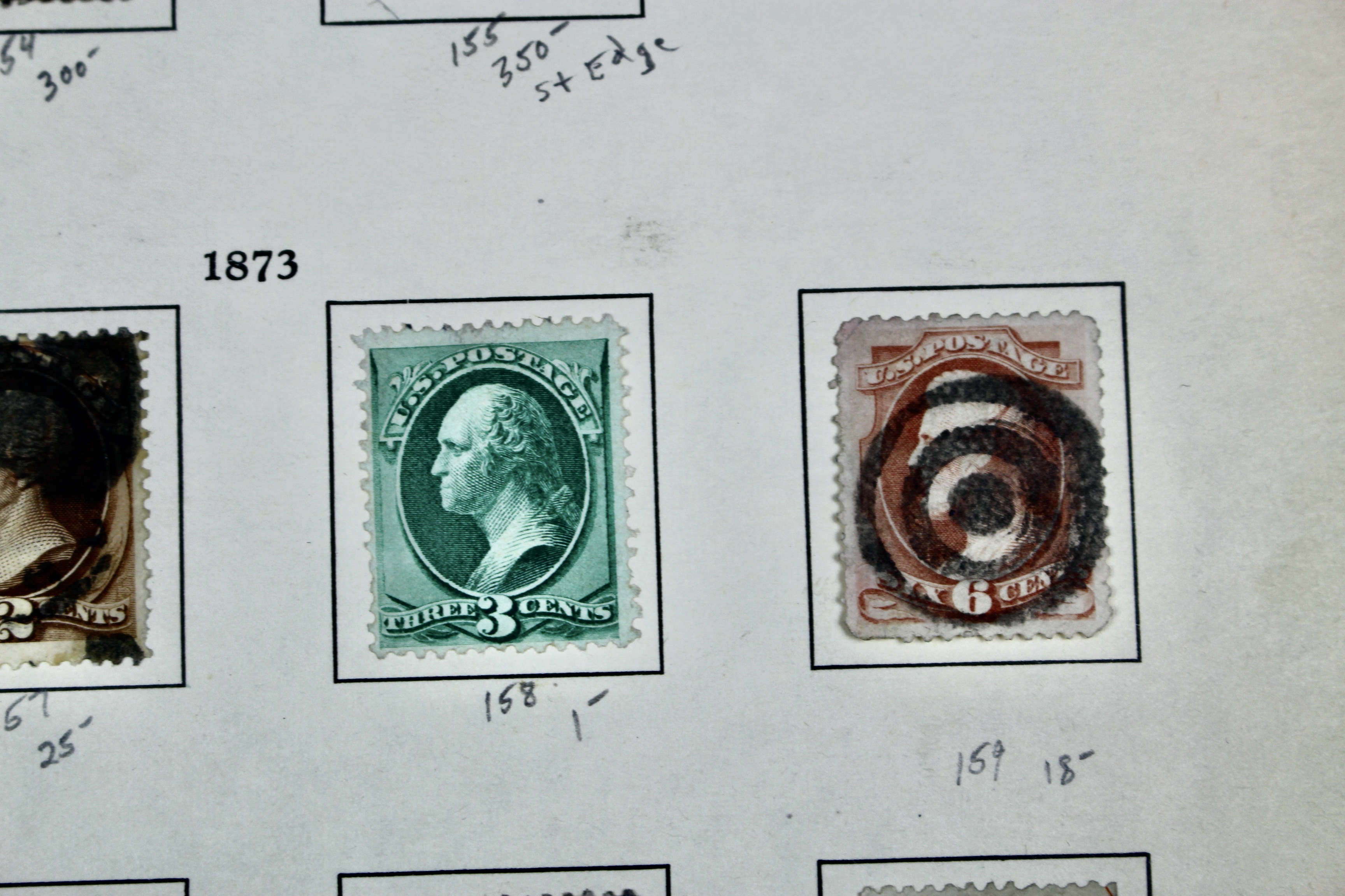 Twelve Different Classic Postage Stamps, 1870-1873, Incl. Two 90-Cent Stamps