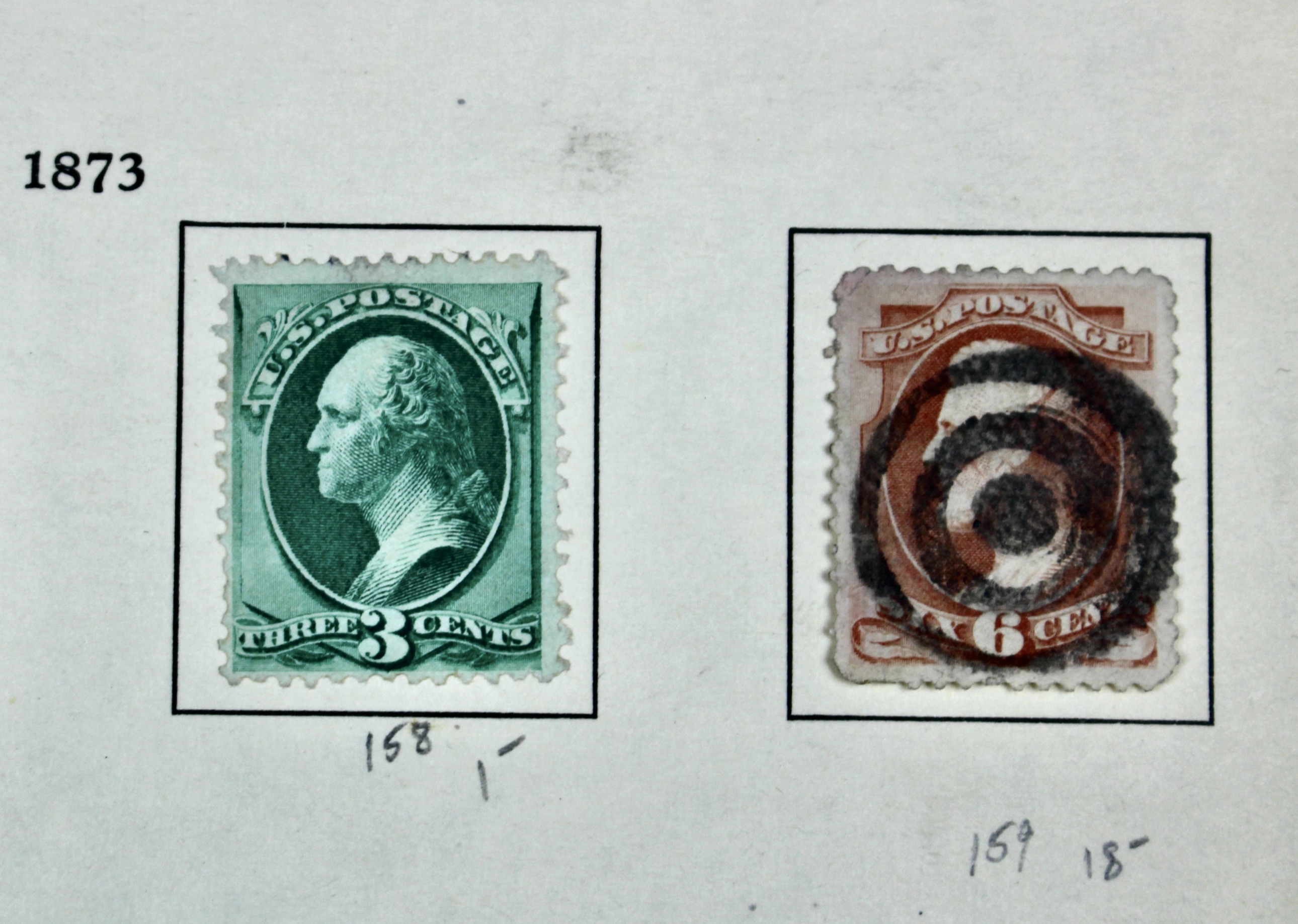 Twelve Different Classic Postage Stamps, 1870-1873, Incl. Two 90-Cent Stamps