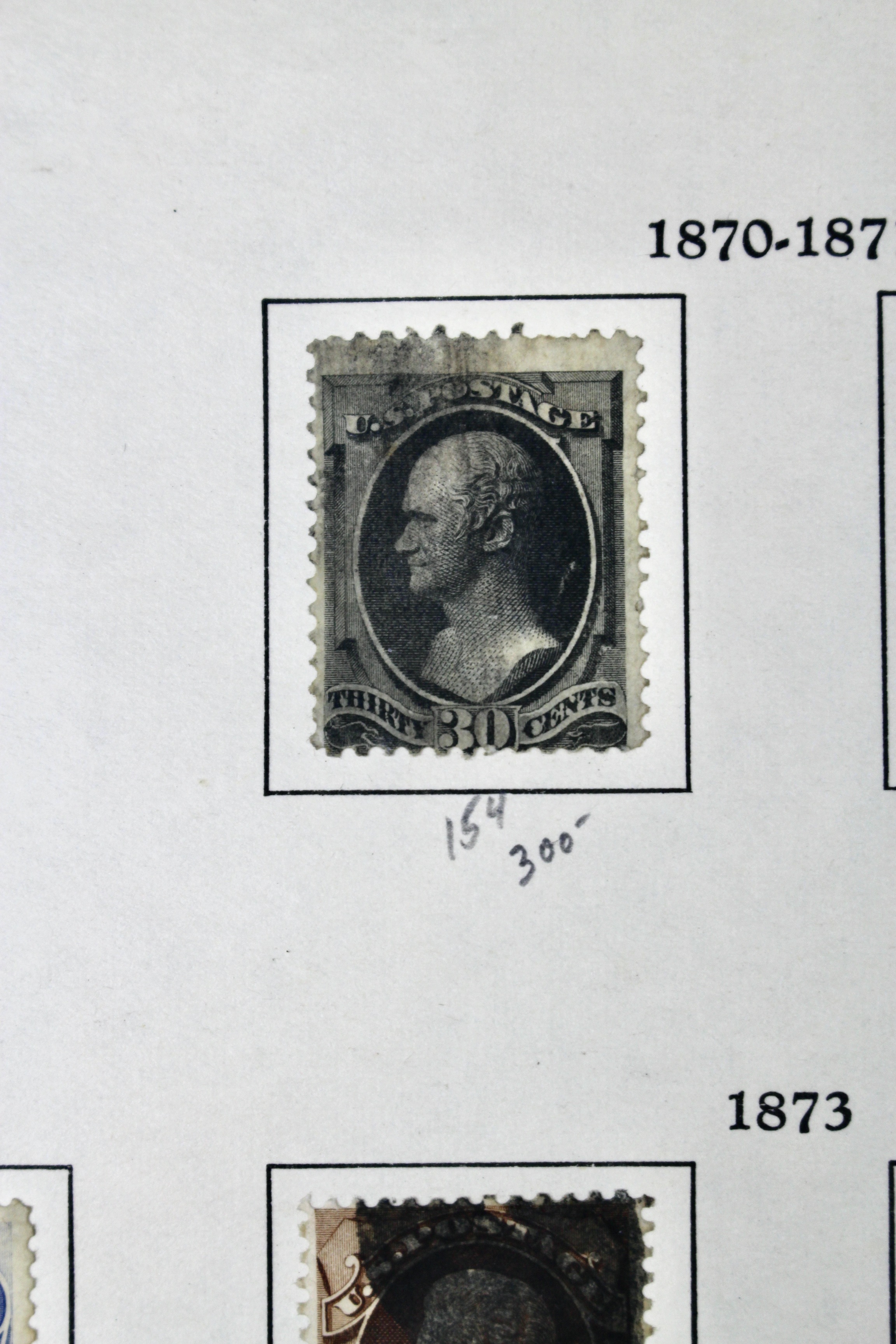 Twelve Different Classic Postage Stamps, 1870-1873, Incl. Two 90-Cent Stamps