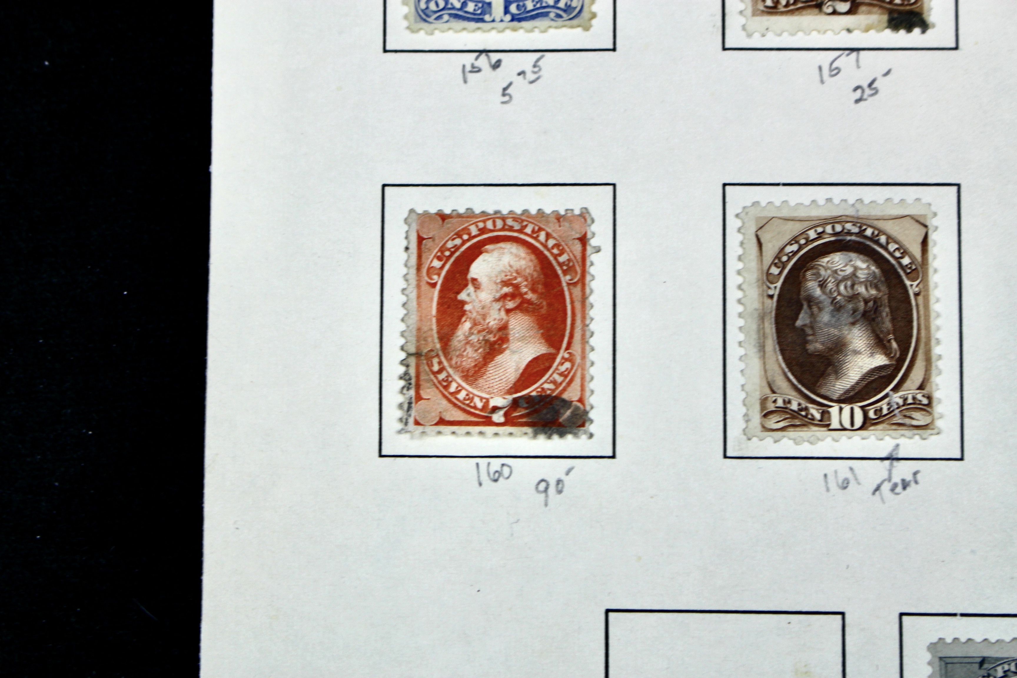 Twelve Different Classic Postage Stamps, 1870-1873, Incl. Two 90-Cent Stamps