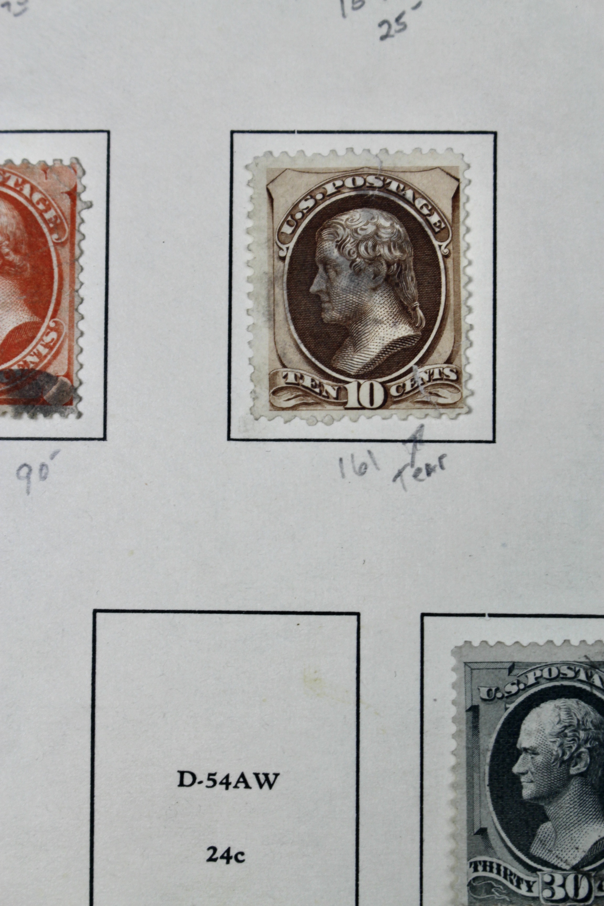 Twelve Different Classic Postage Stamps, 1870-1873, Incl. Two 90-Cent Stamps