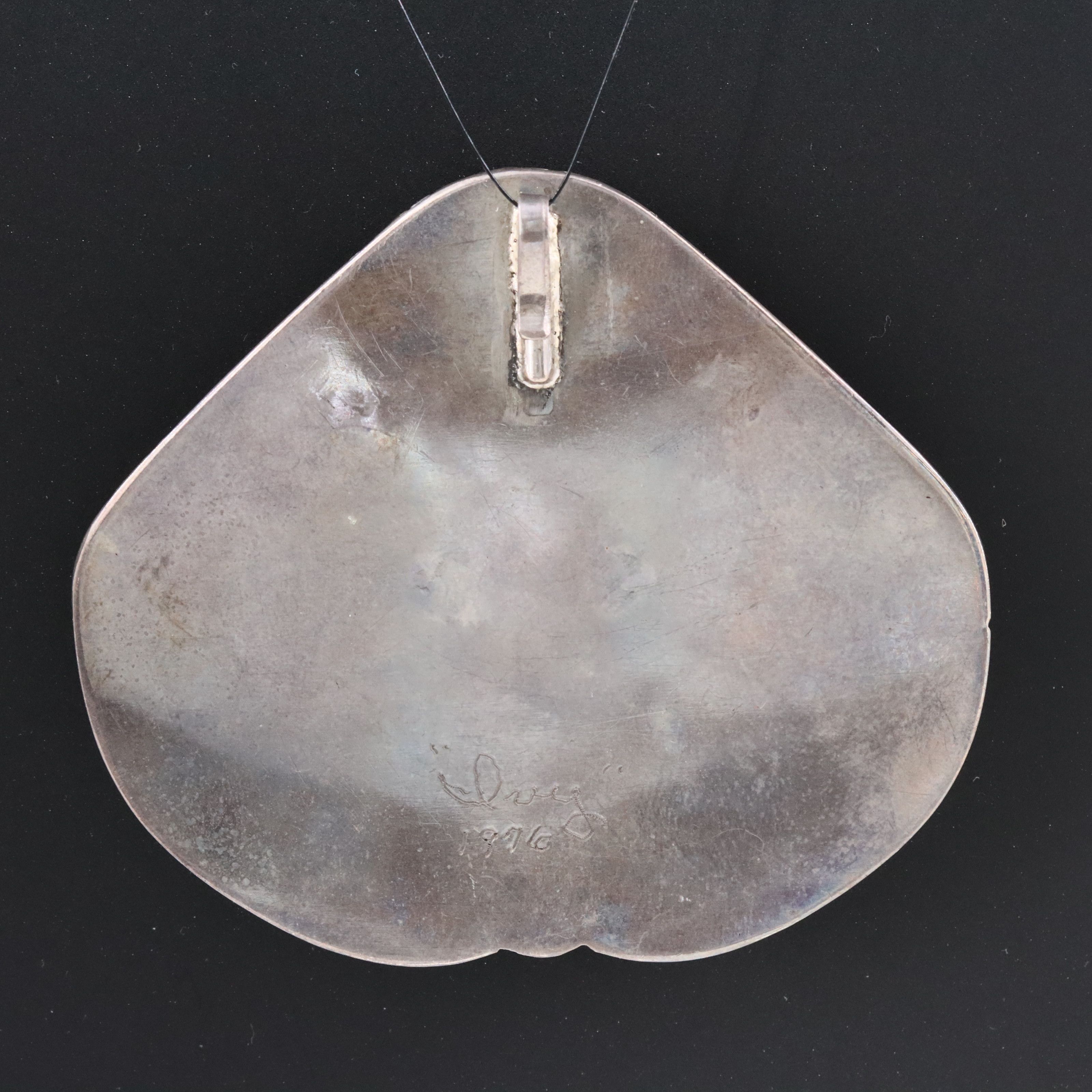 Signed Vintage Southwestern Sterling Turquoise Pendant