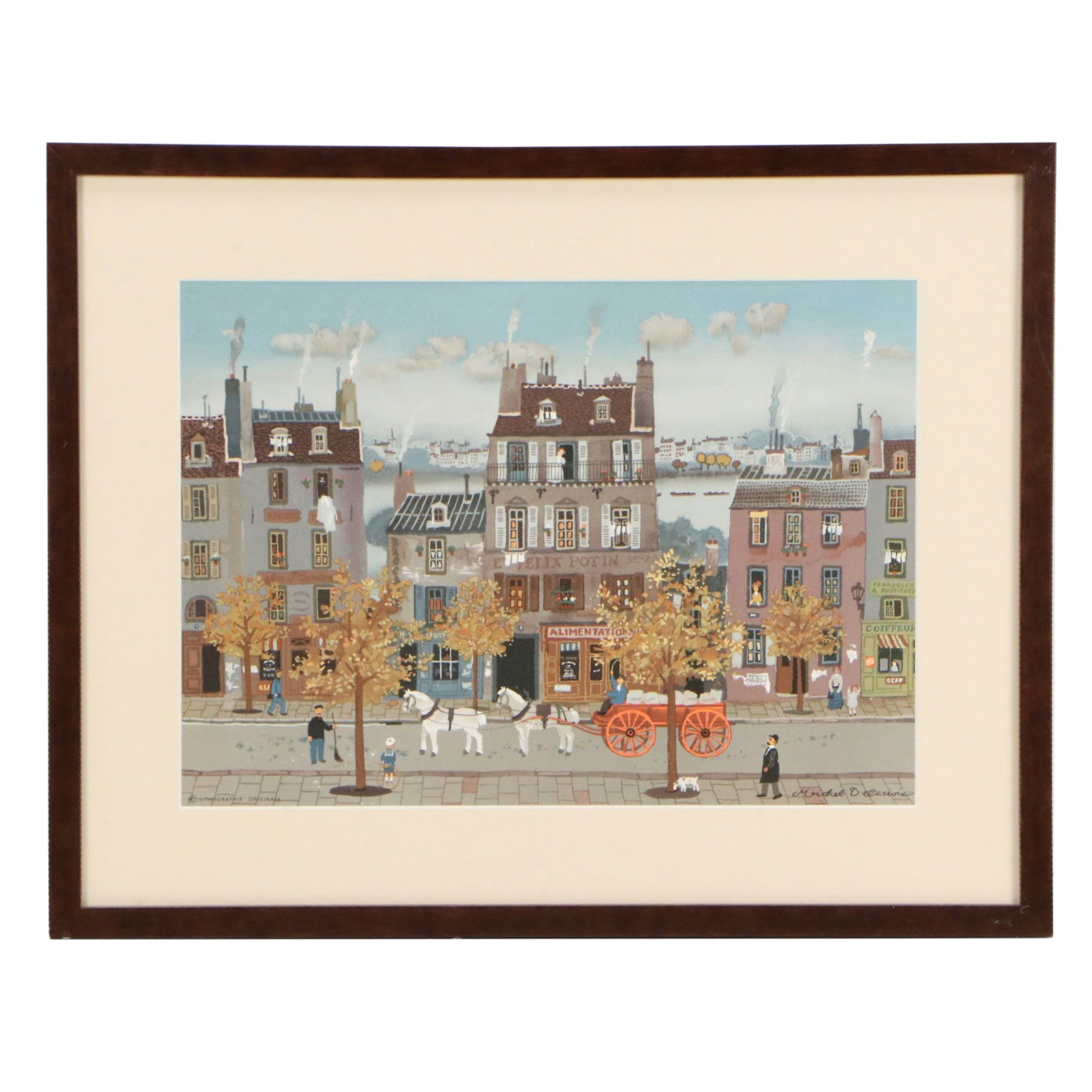 Offset Lithograph After Michel Delacroix "Marchand de Farine"