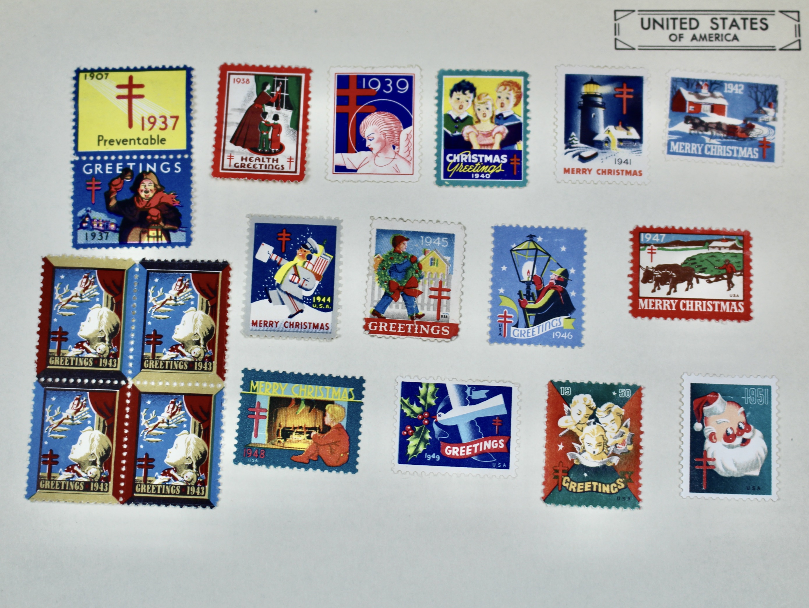 Interesting Back of the Book Postage Stamp Collection, w/ Early Christmas Seals