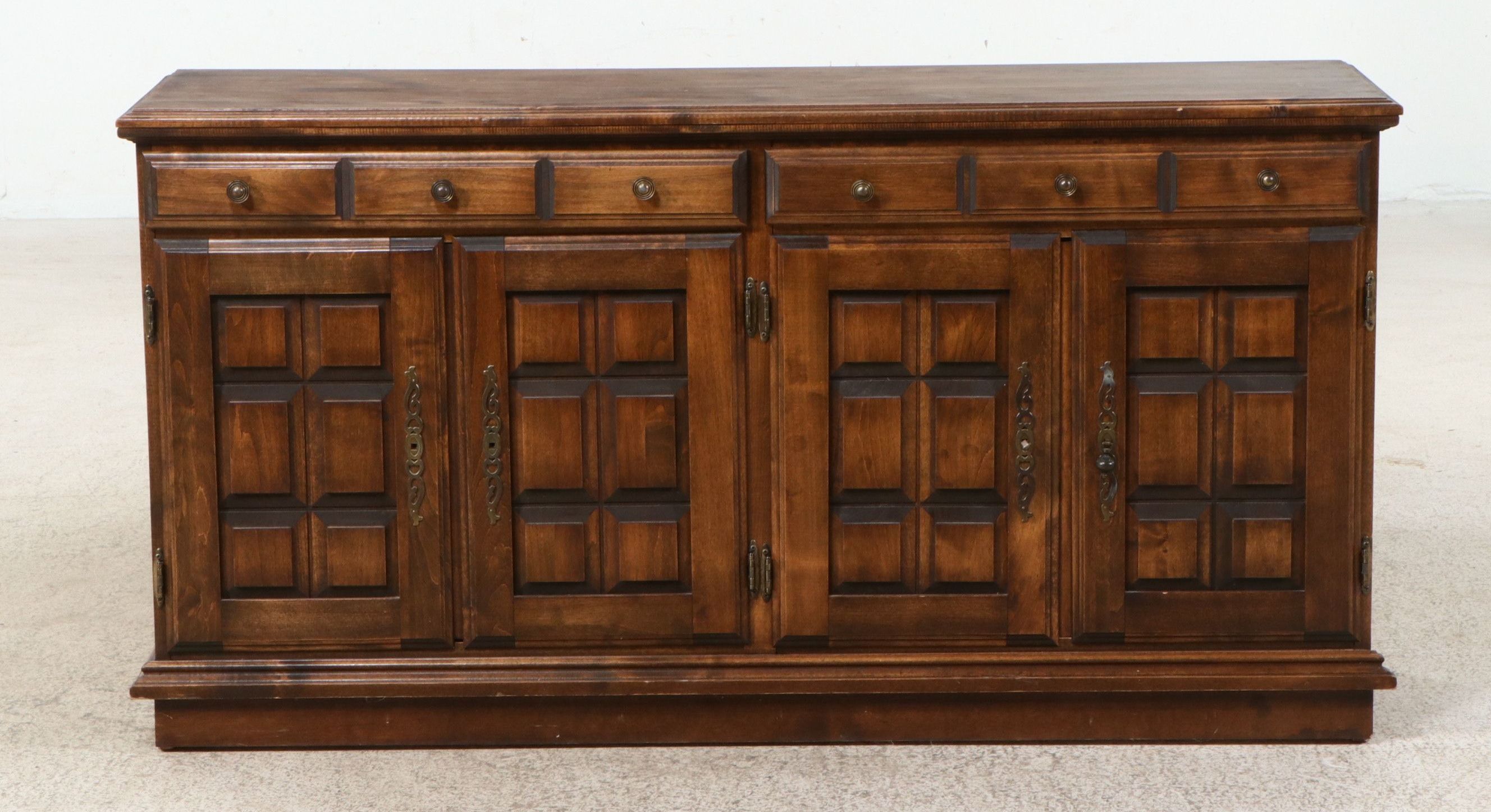 Spanish Revival Brutalist Style Oak Sideboard, Late 20th Century