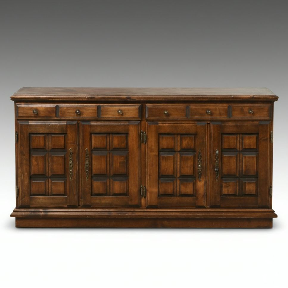 Spanish Revival Brutalist Style Oak Sideboard, Late 20th Century