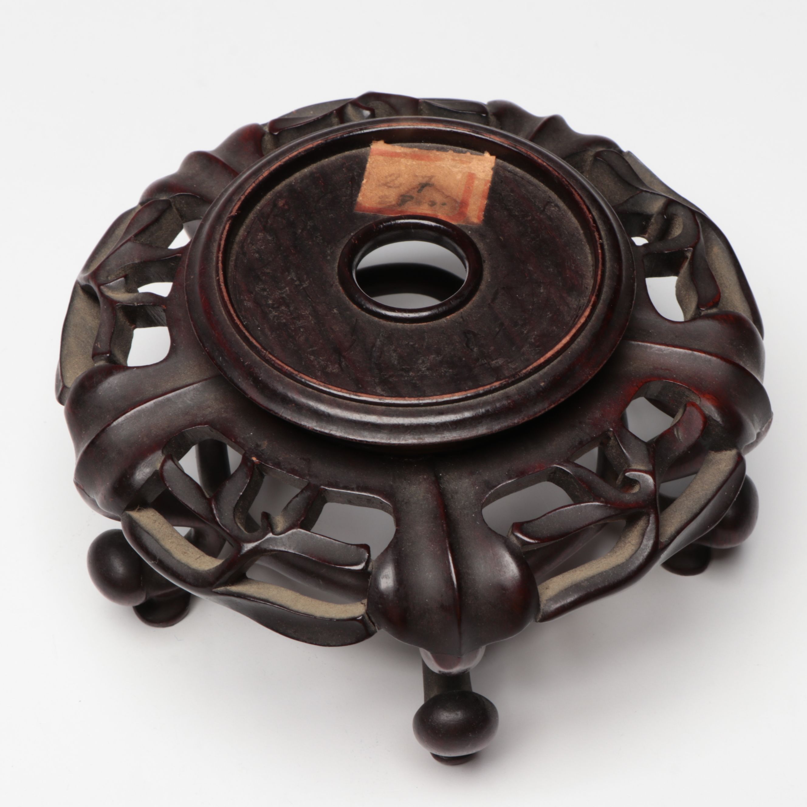 Japanese Kutani Floral Porcelain Bud Vase on Wood Stand