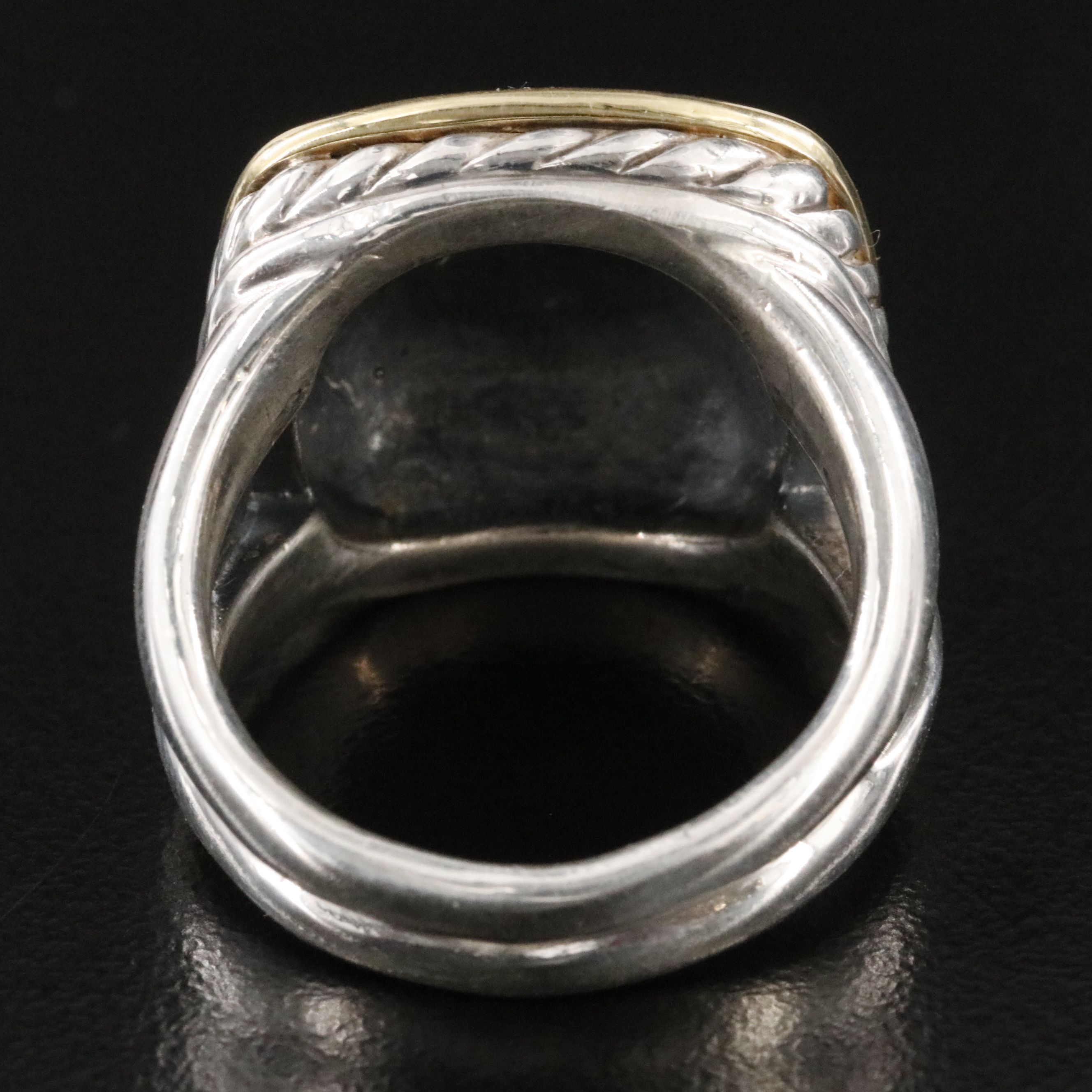 David Yurman Albion Sterling 0.27 CTW Sculpted Cable Ring with 18K Accents