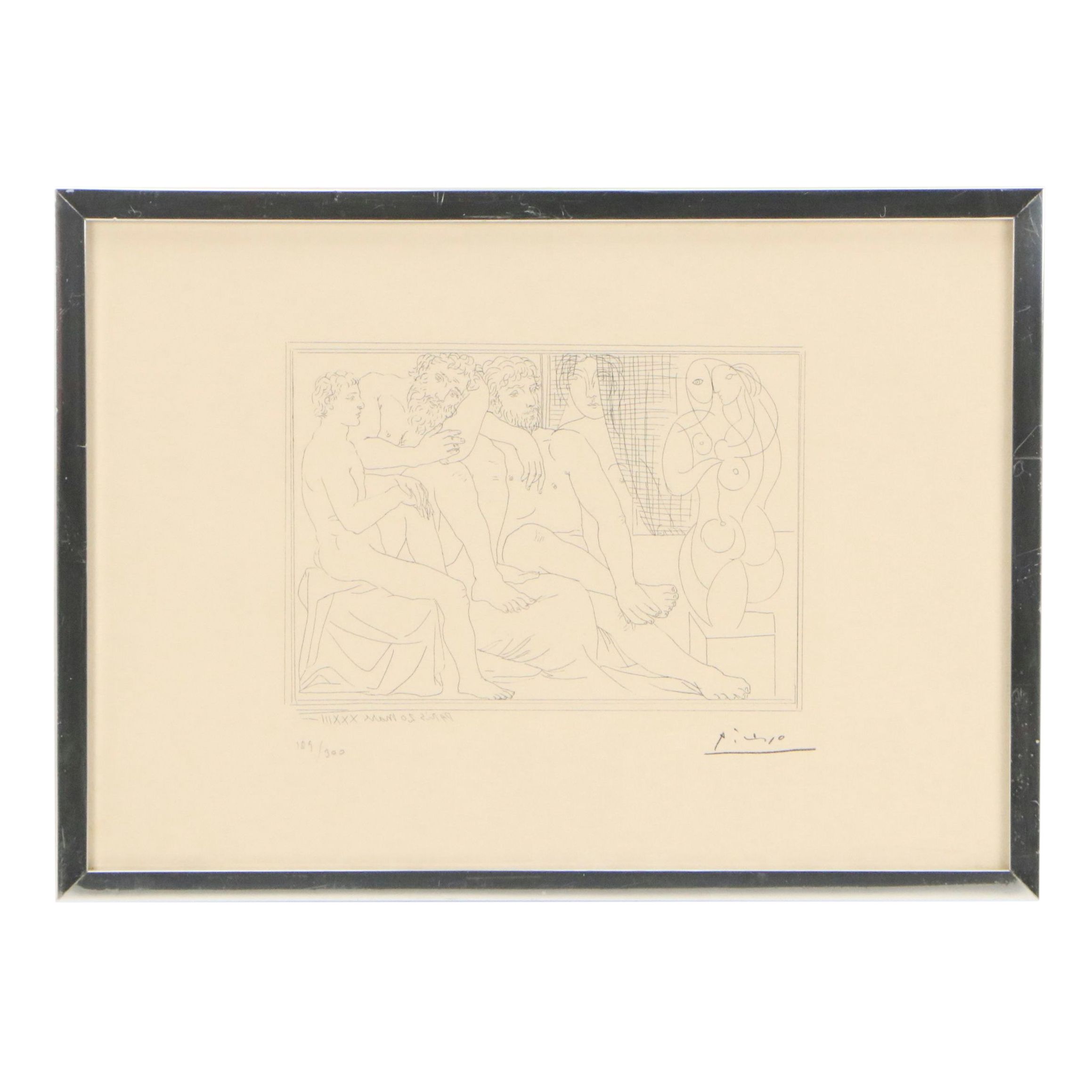 After Pablo Picasso Grain Screen "Sculptors, Models and Sculpture," Circa 1992