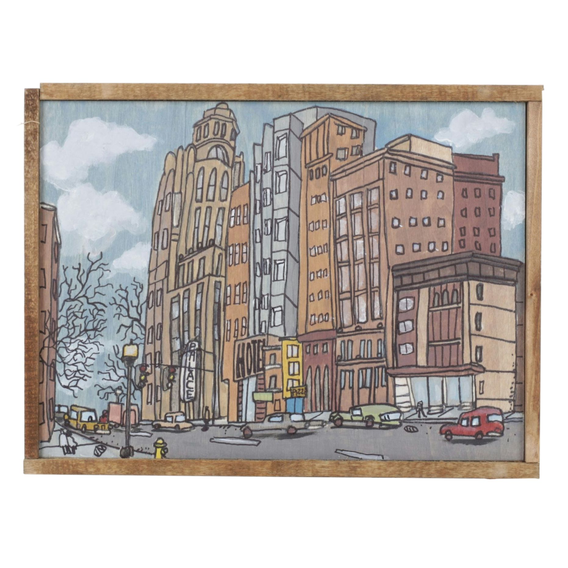 Aaron Wooten Stylized Cityscape Mixed Media Painting "The Palace...", 2026