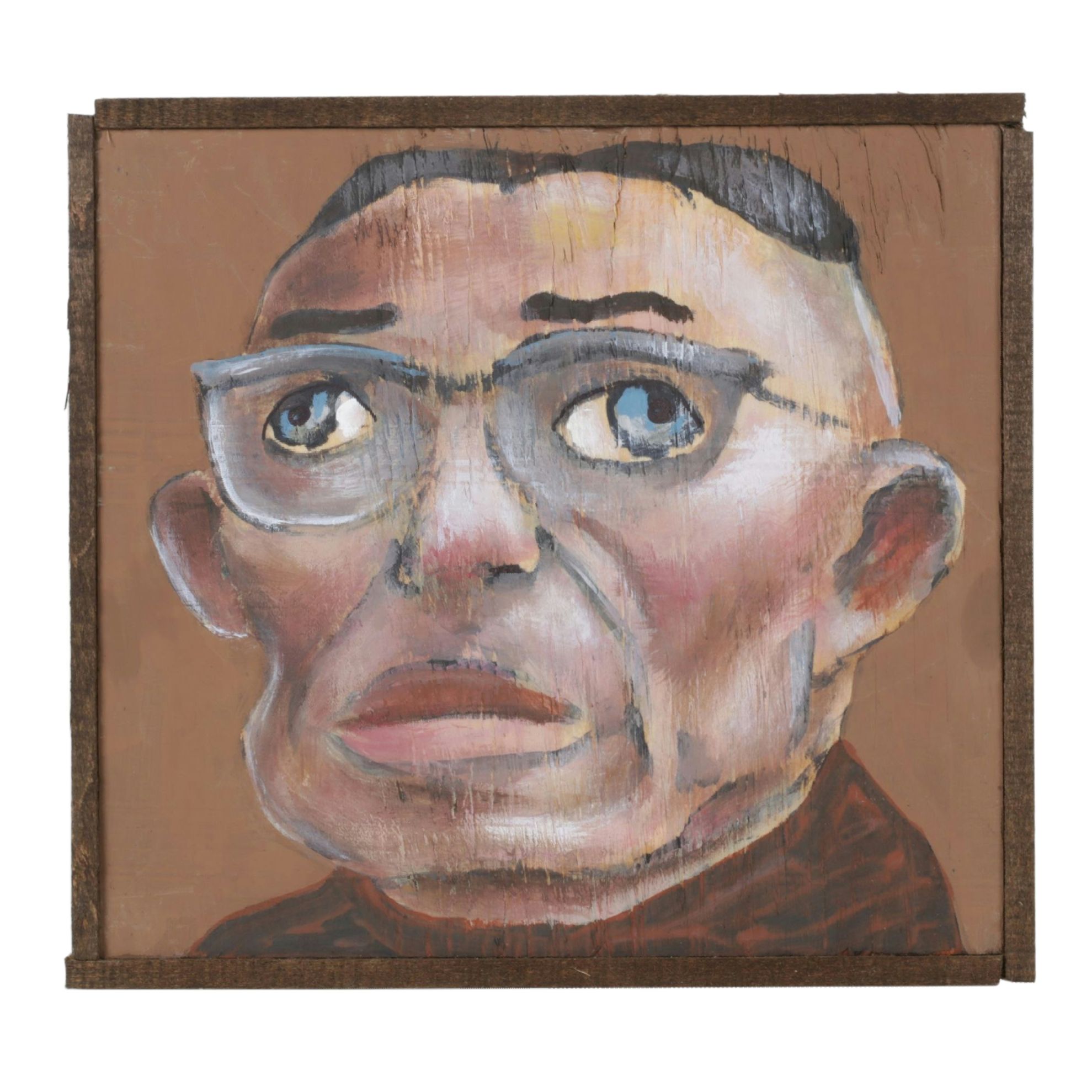 Aaron Wooten Stylized Mixed Media Portrait Painting "Jean-Paul Sartre", 2026