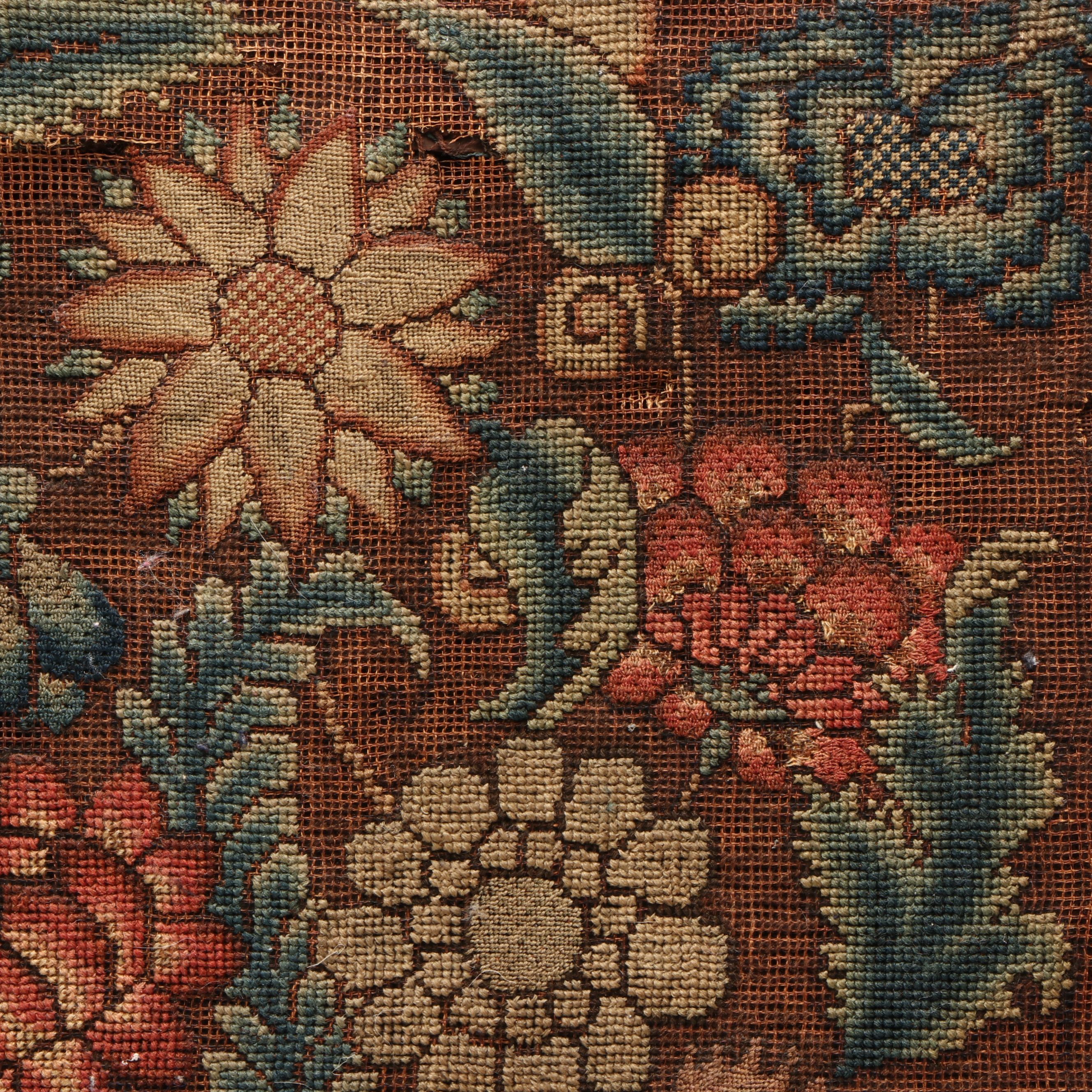 Antique English Needlepoint Firescreen Panel, 18th Century