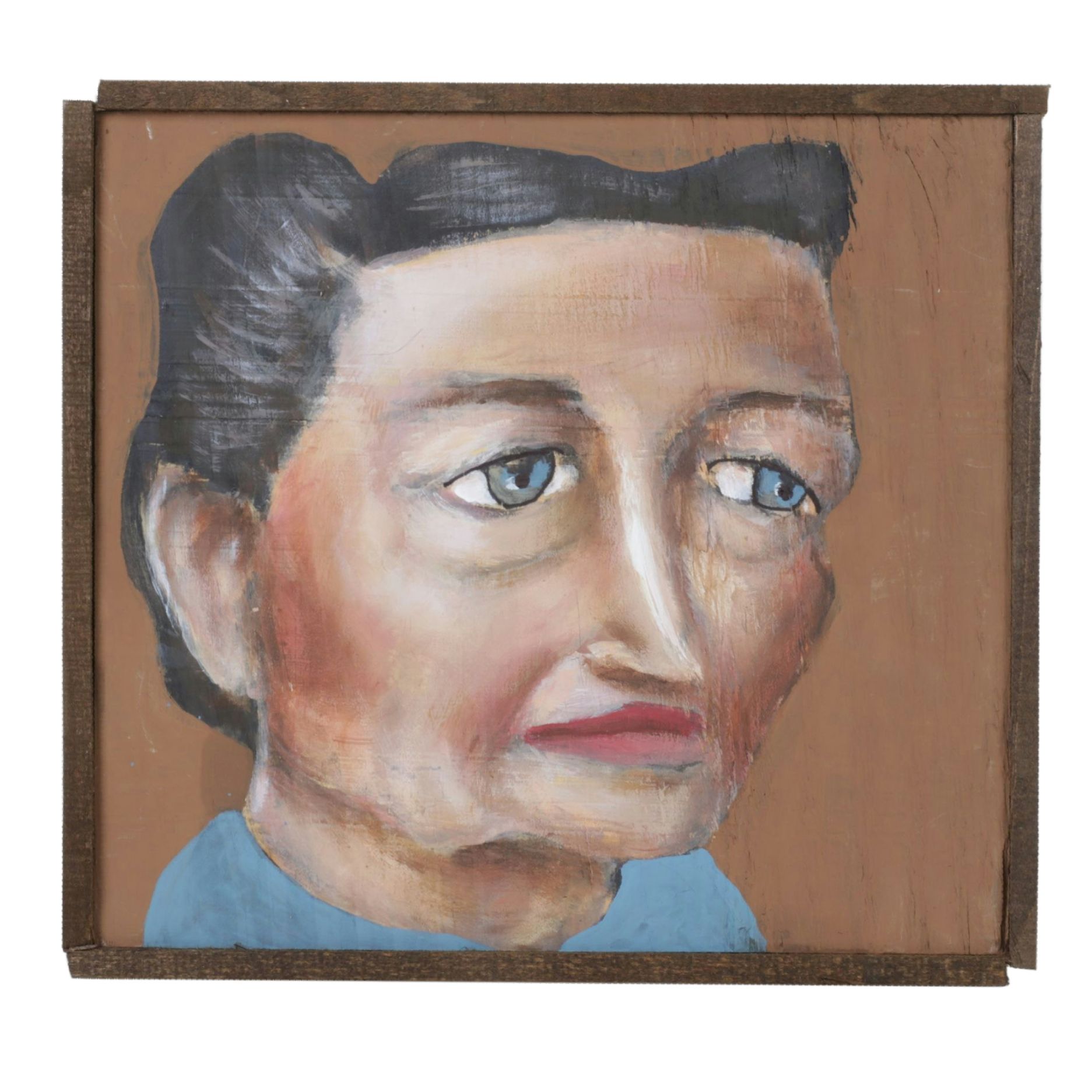 Aaron Wooten Stylized Mixed Media Portrait Painting "Simone Beauvoir", 2026
