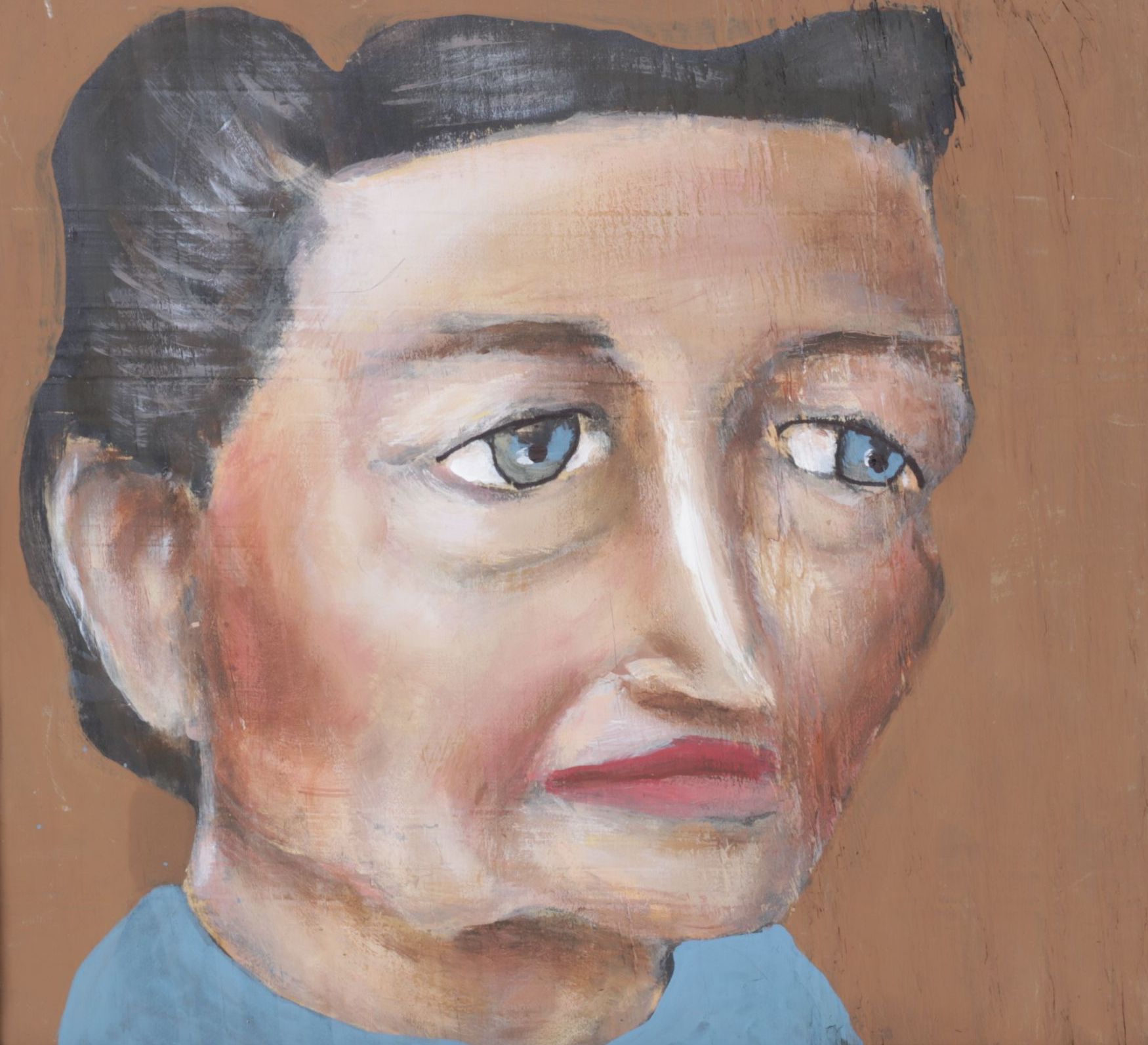 Aaron Wooten Stylized Mixed Media Portrait Painting "Simone Beauvoir", 2026