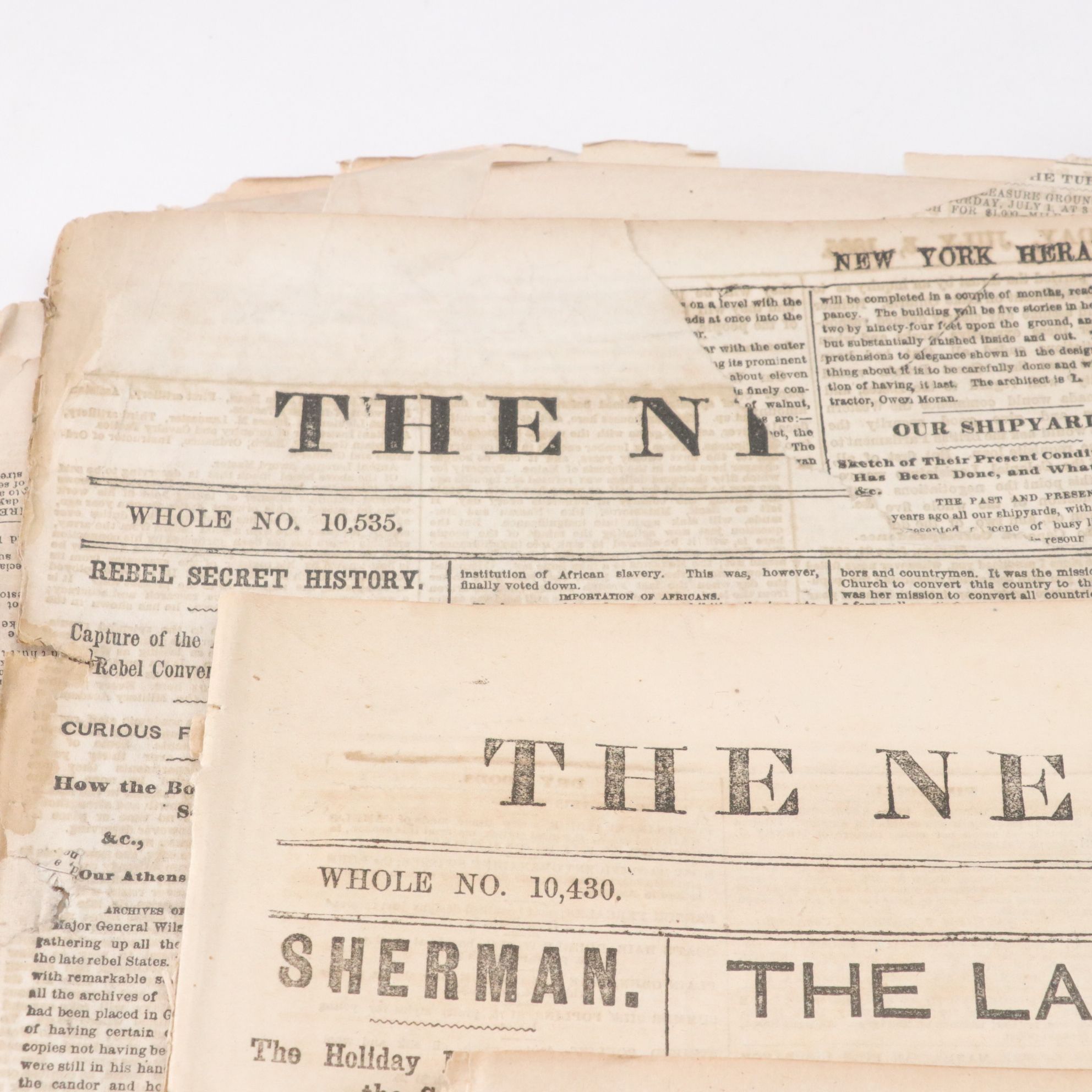 1865 "New York Herald" Newspapers Including 13th Amendment Abolition of Slavery