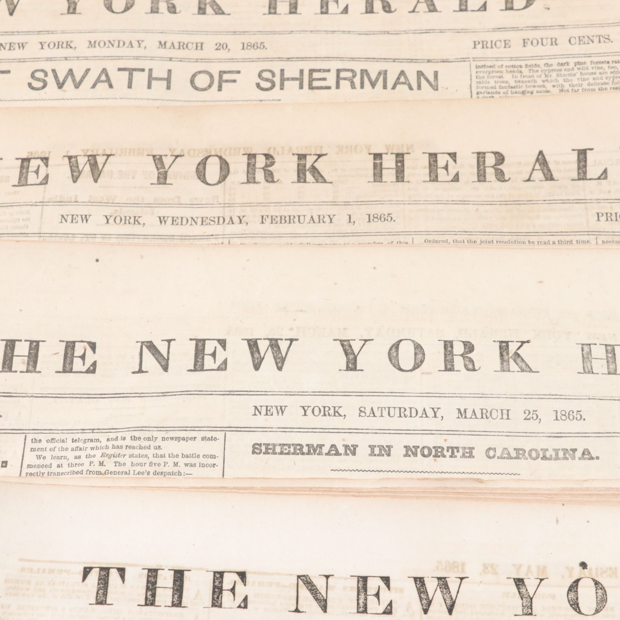 1865 "New York Herald" Newspapers Including 13th Amendment Abolition of Slavery
