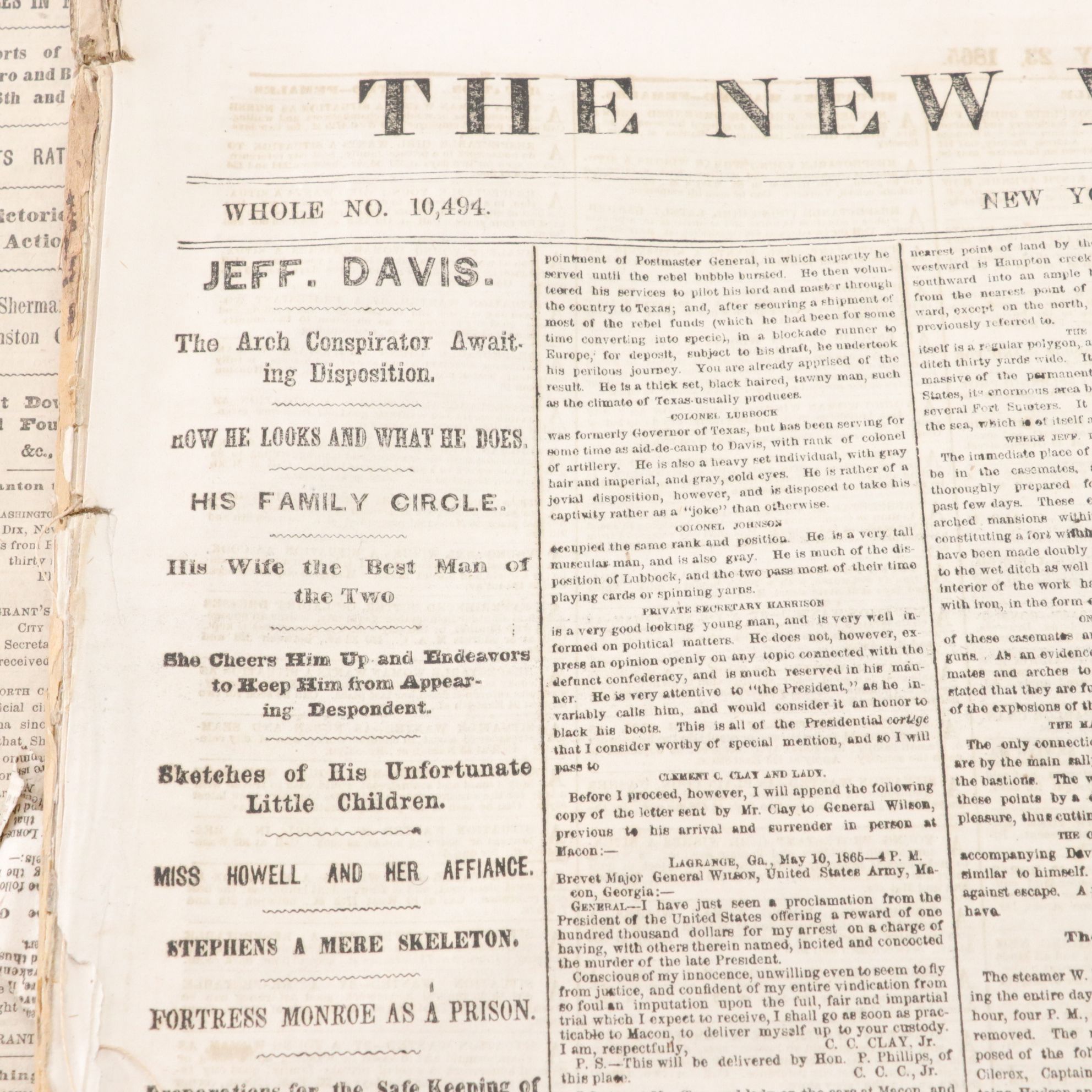 1865 "New York Herald" Newspapers Including 13th Amendment Abolition of Slavery