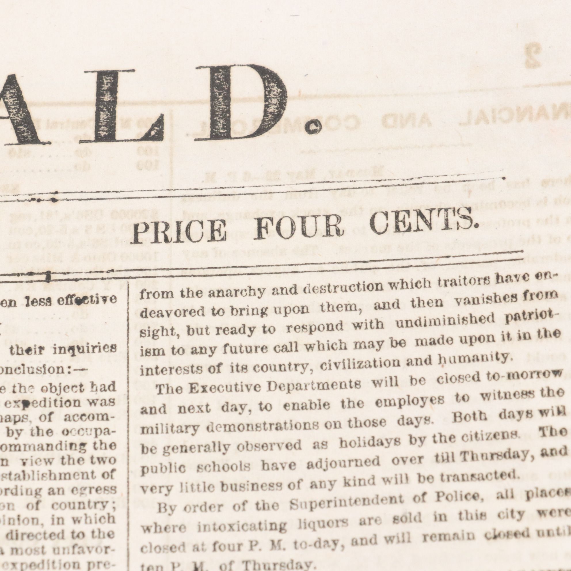 1865 "New York Herald" Newspapers Including 13th Amendment Abolition of Slavery