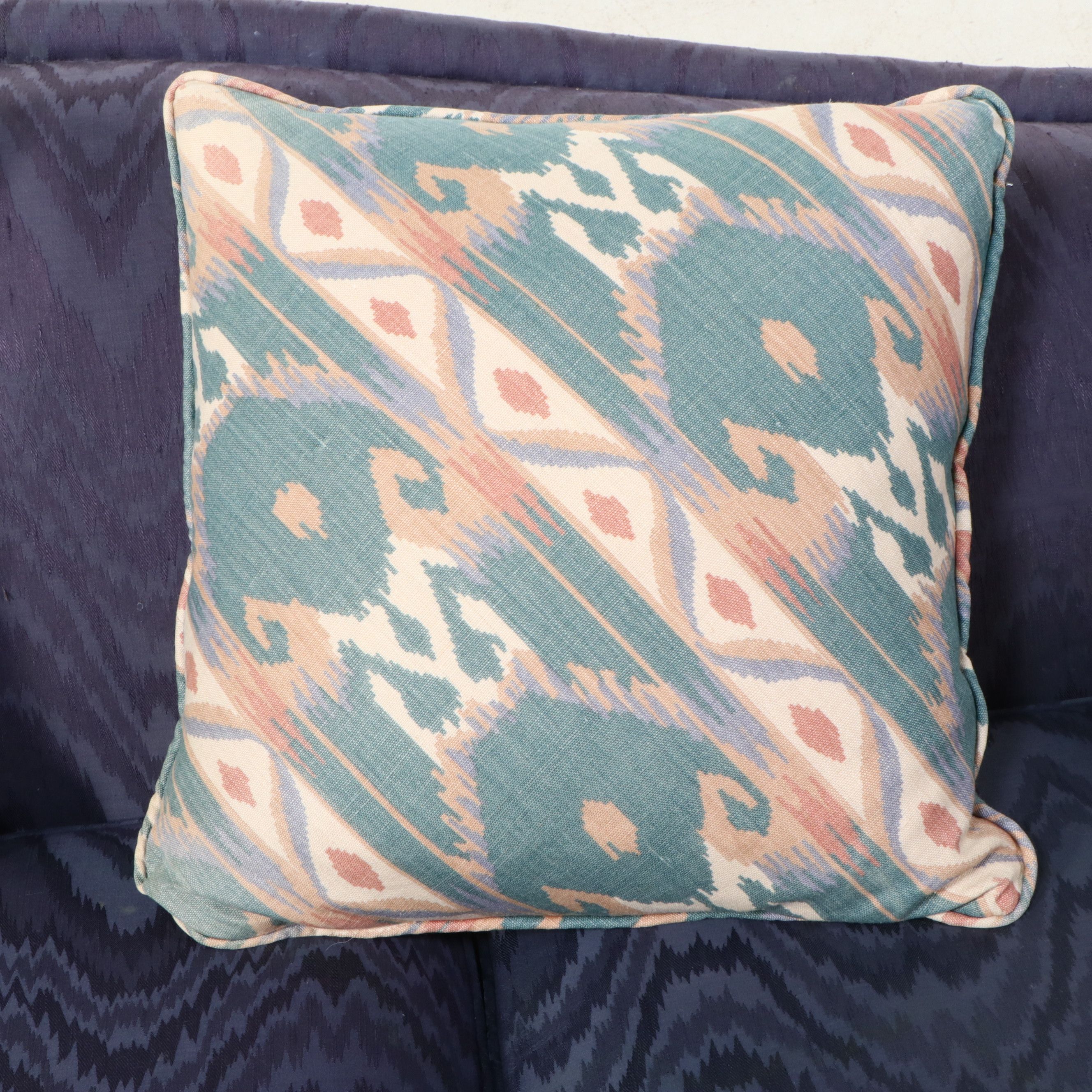 Henredon Flame Stitched Custom Upholstered Camelback Sofa