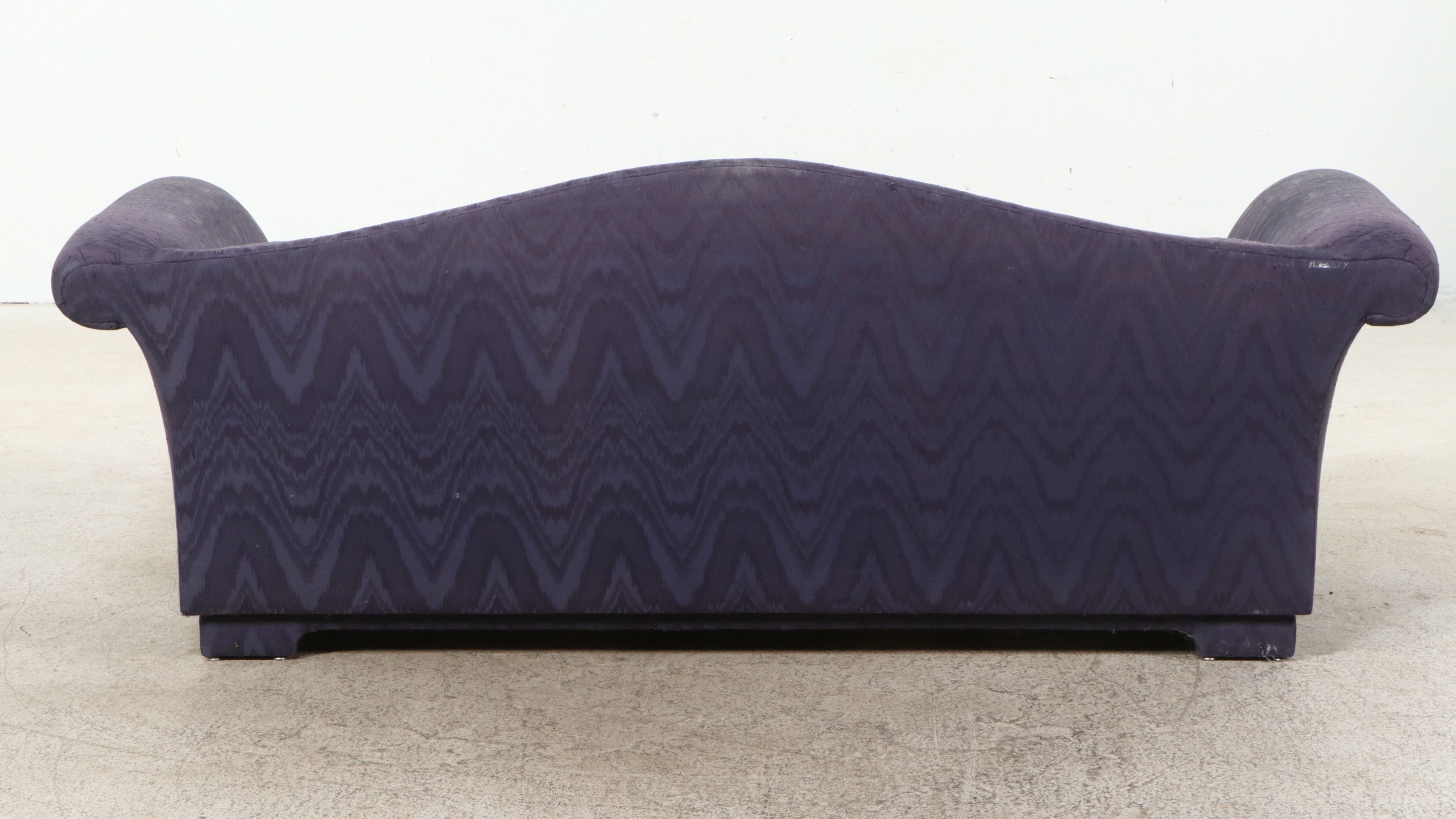 Henredon Flame Stitched Custom Upholstered Camelback Sofa