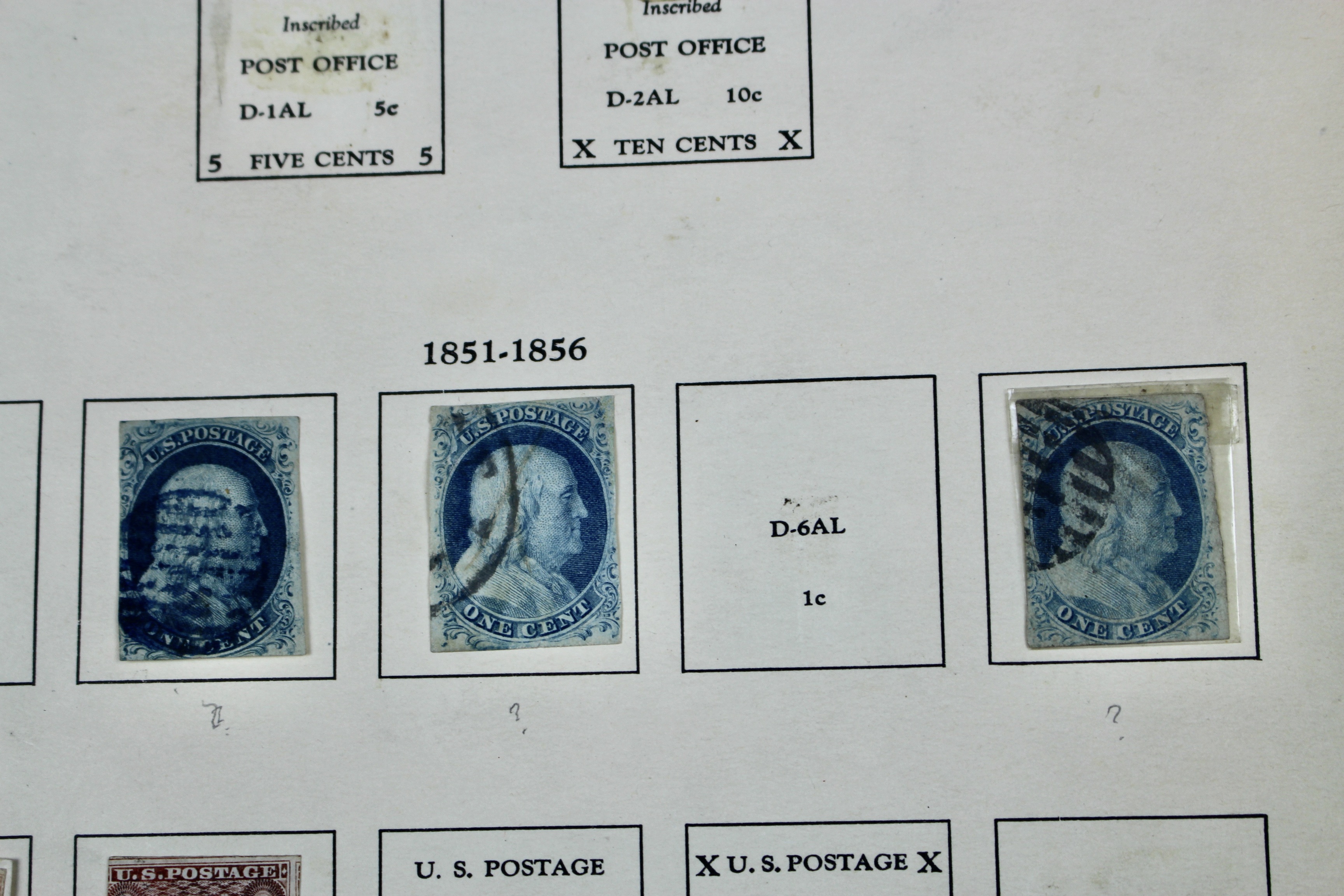 Sixteen Early Classic U.S. Postage Stamps, 1851 to 1860