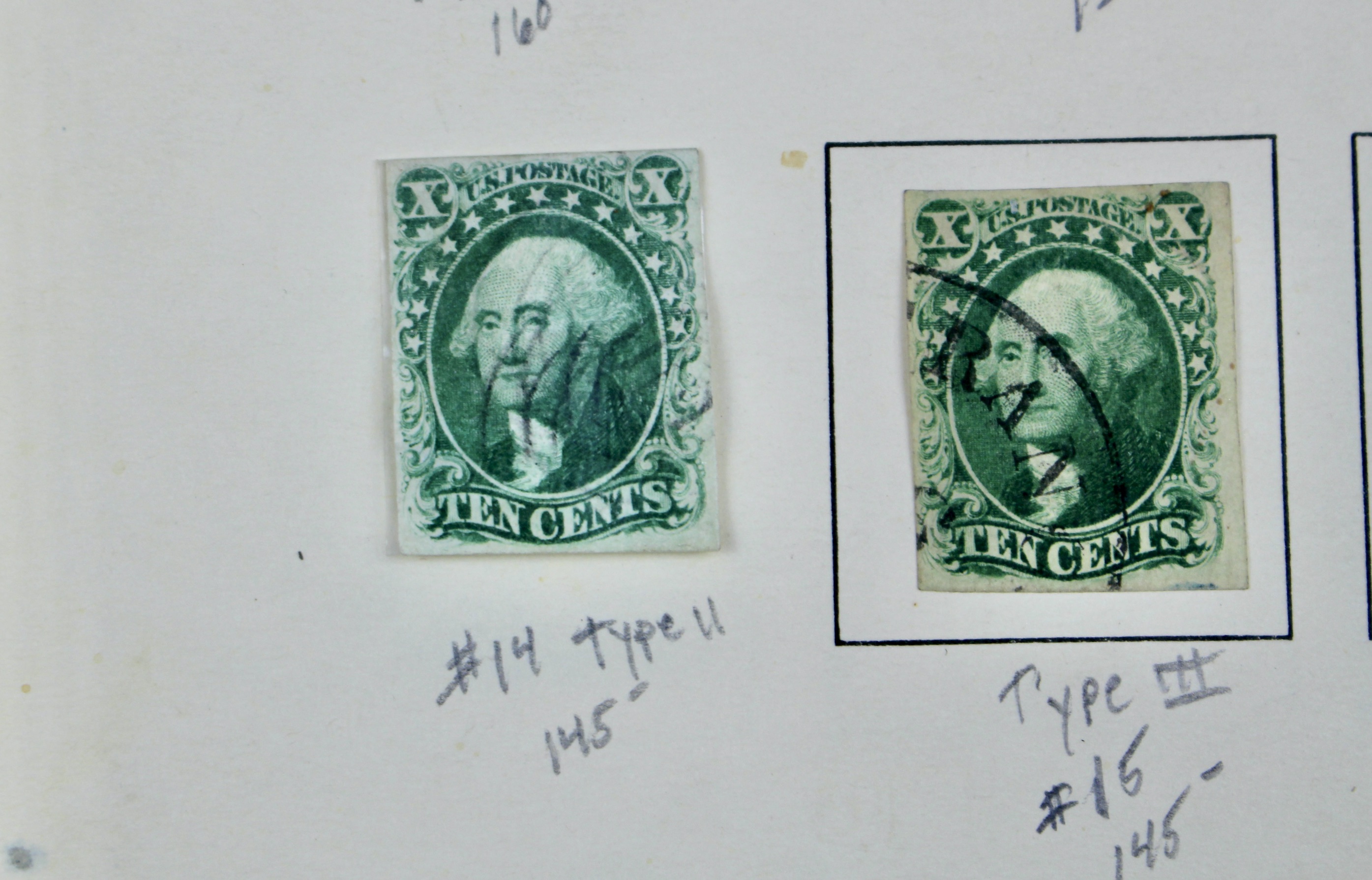 Sixteen Early Classic U.S. Postage Stamps, 1851 to 1860