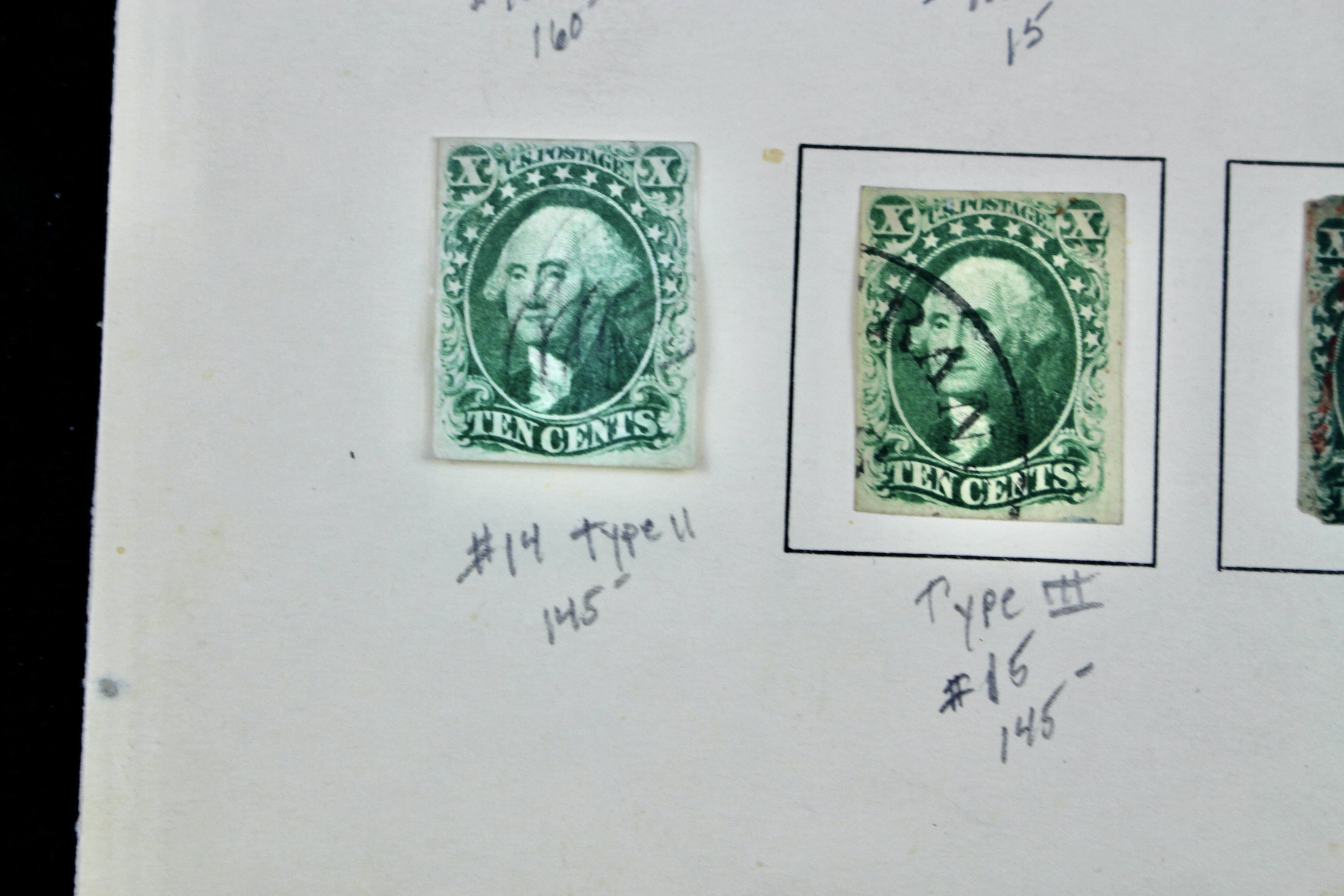 Sixteen Early Classic U.S. Postage Stamps, 1851 to 1860