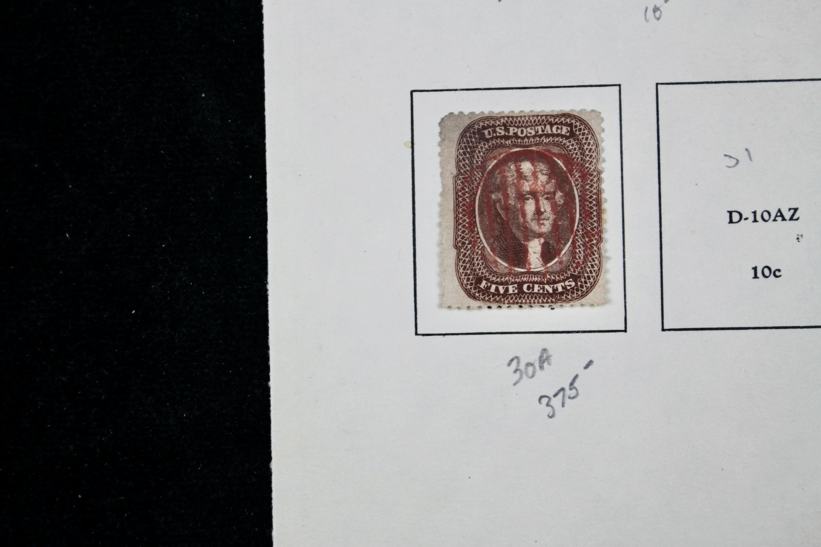 Sixteen Early Classic U.S. Postage Stamps, 1851 to 1860