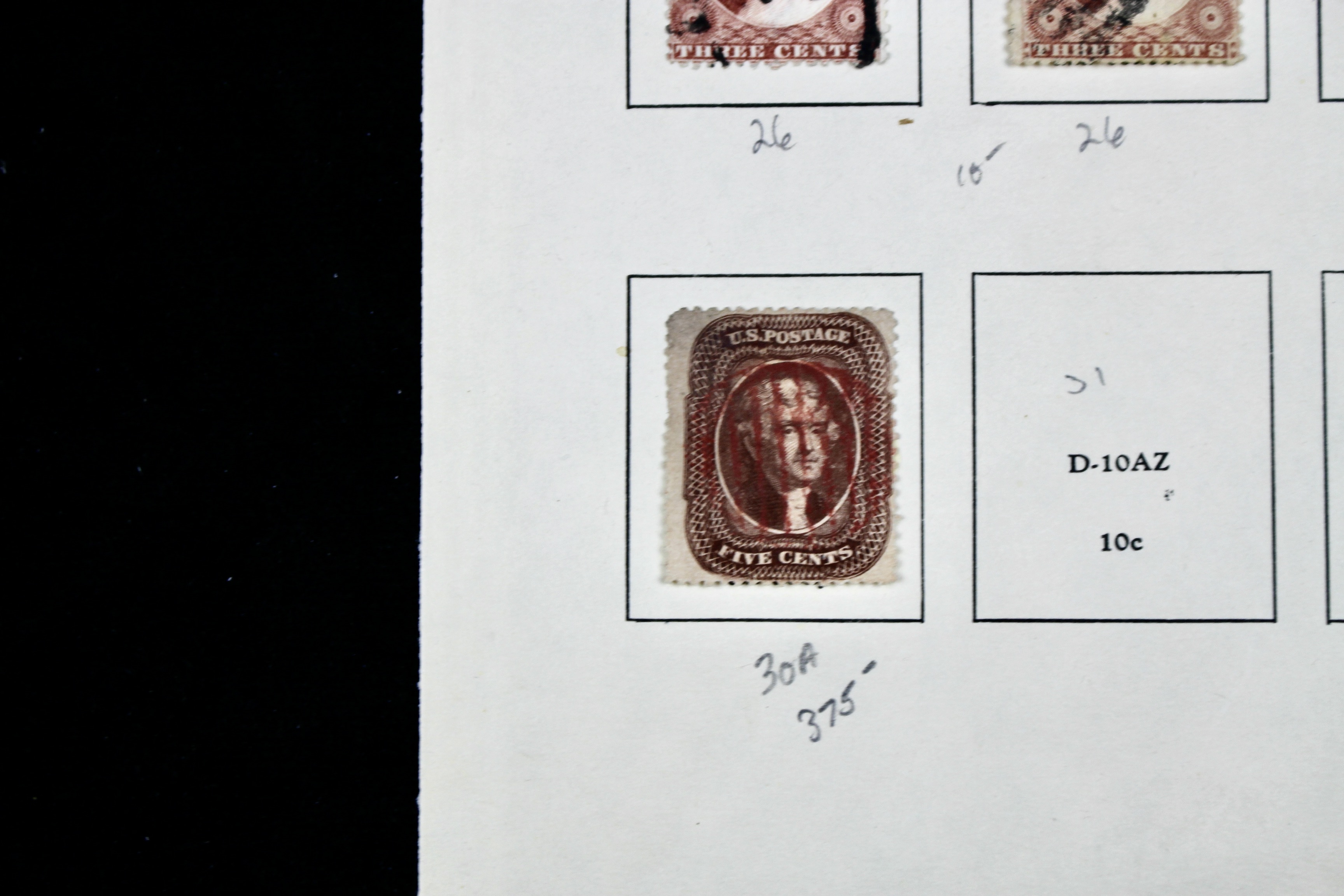 Sixteen Early Classic U.S. Postage Stamps, 1851 to 1860