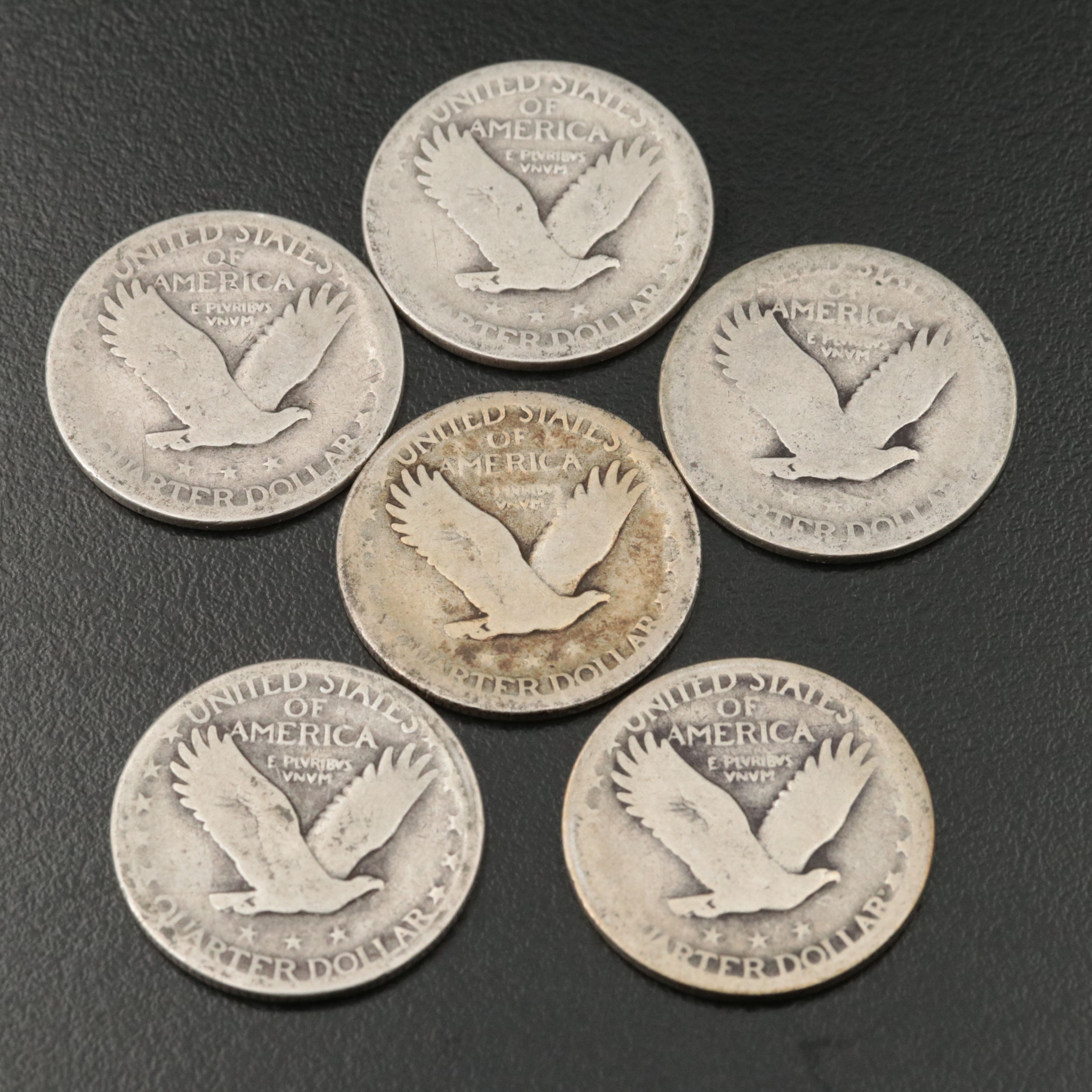 Seventeen Assorted Standing Liberty Silver Quarters