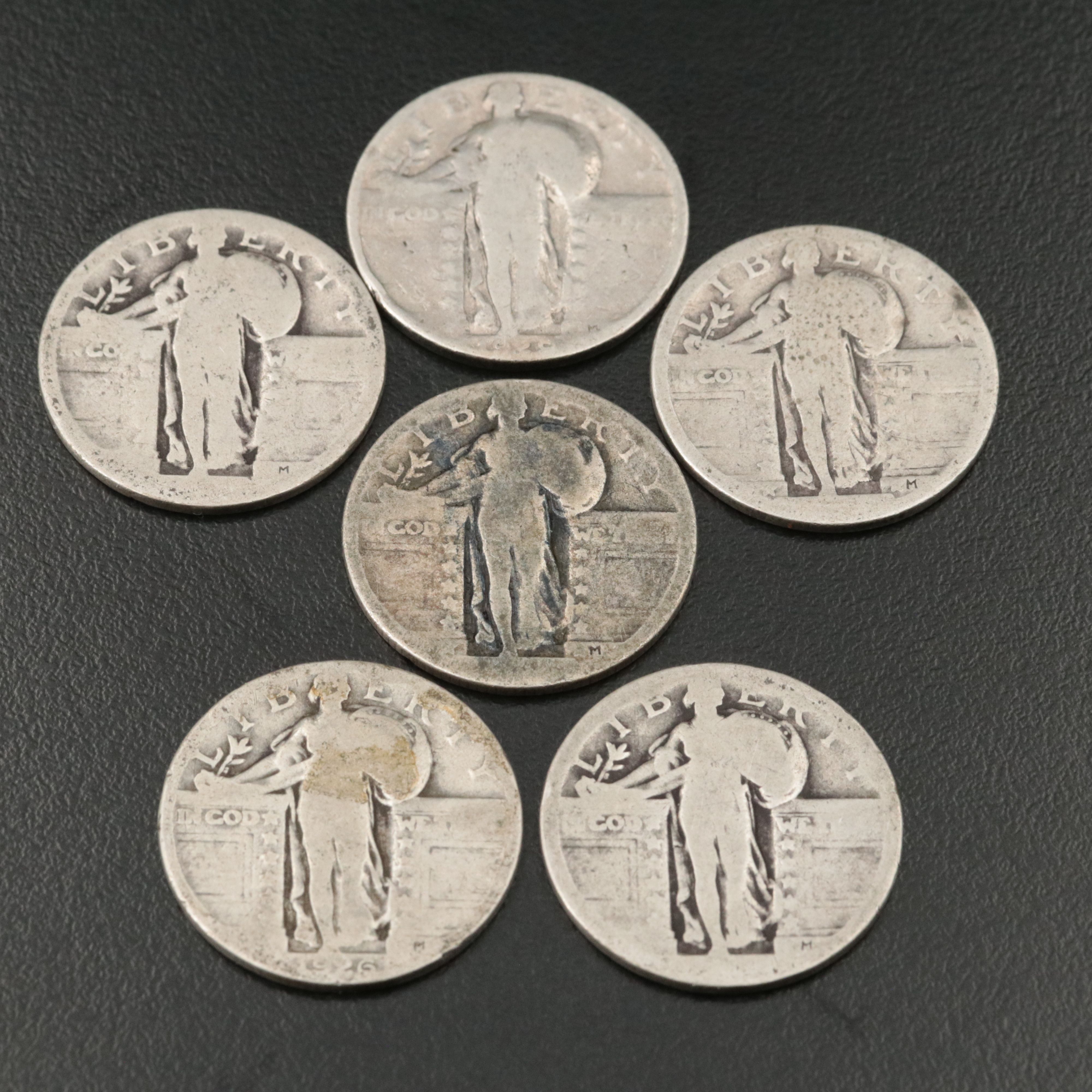 Seventeen Assorted Standing Liberty Silver Quarters