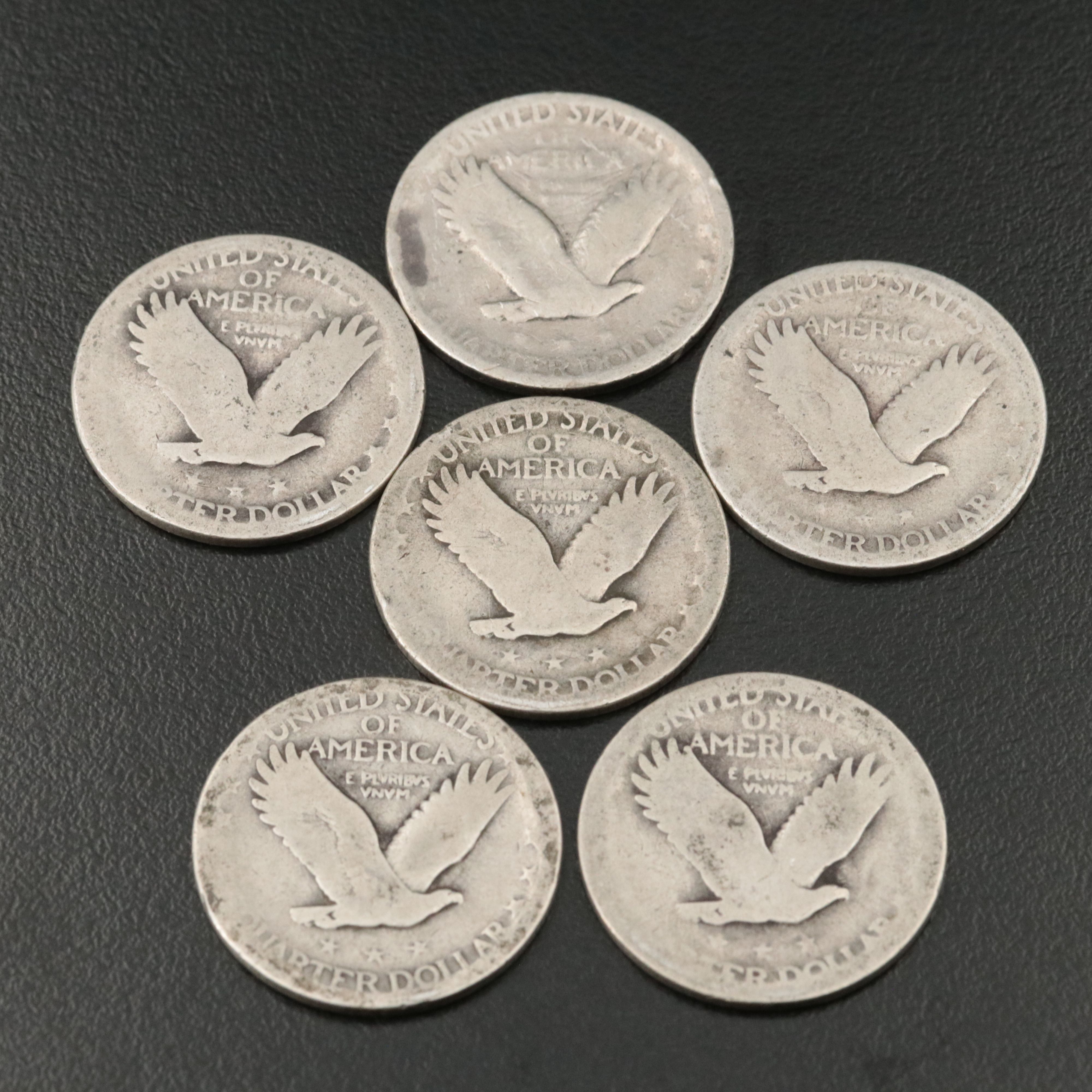 Seventeen Assorted Standing Liberty Silver Quarters