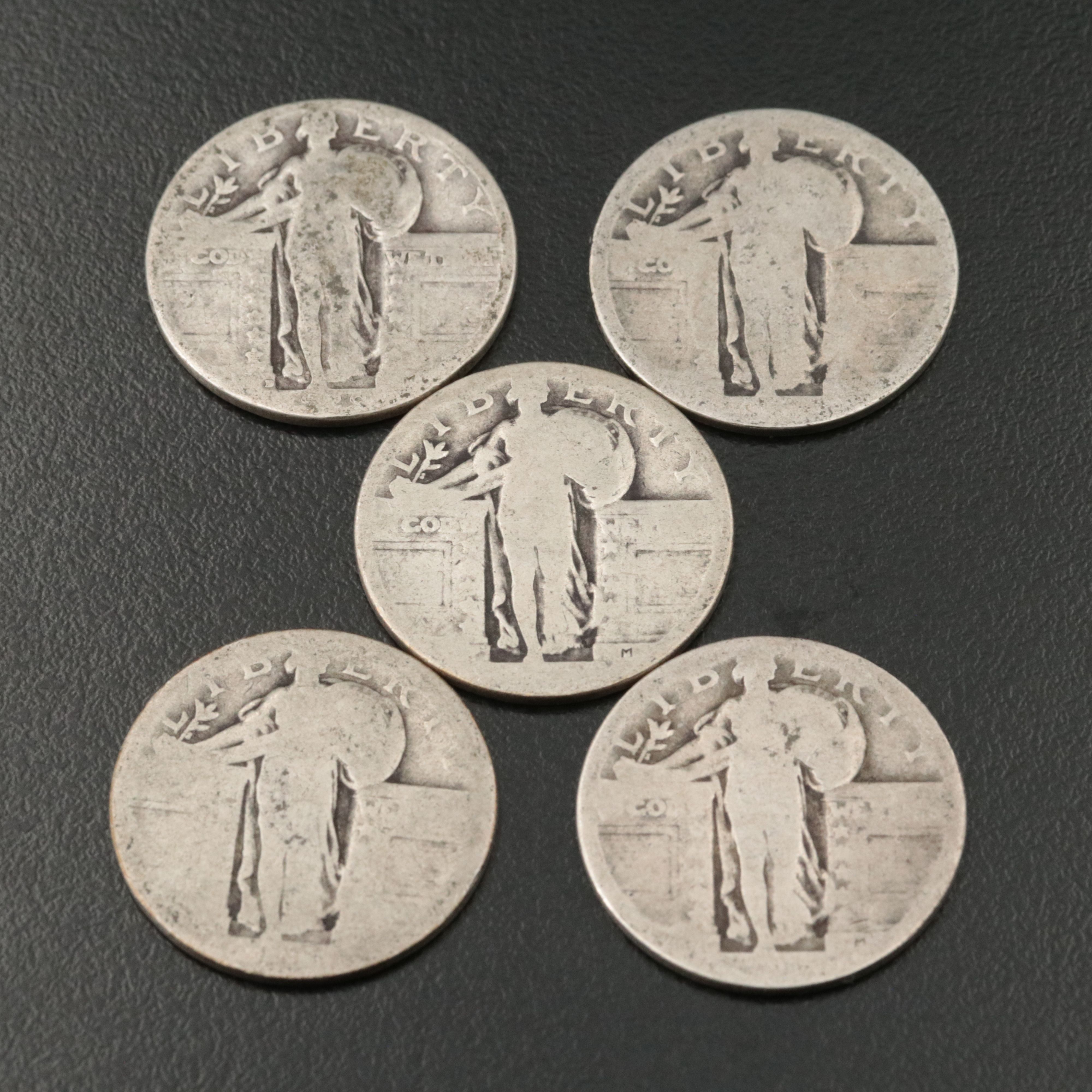 Seventeen Assorted Standing Liberty Silver Quarters