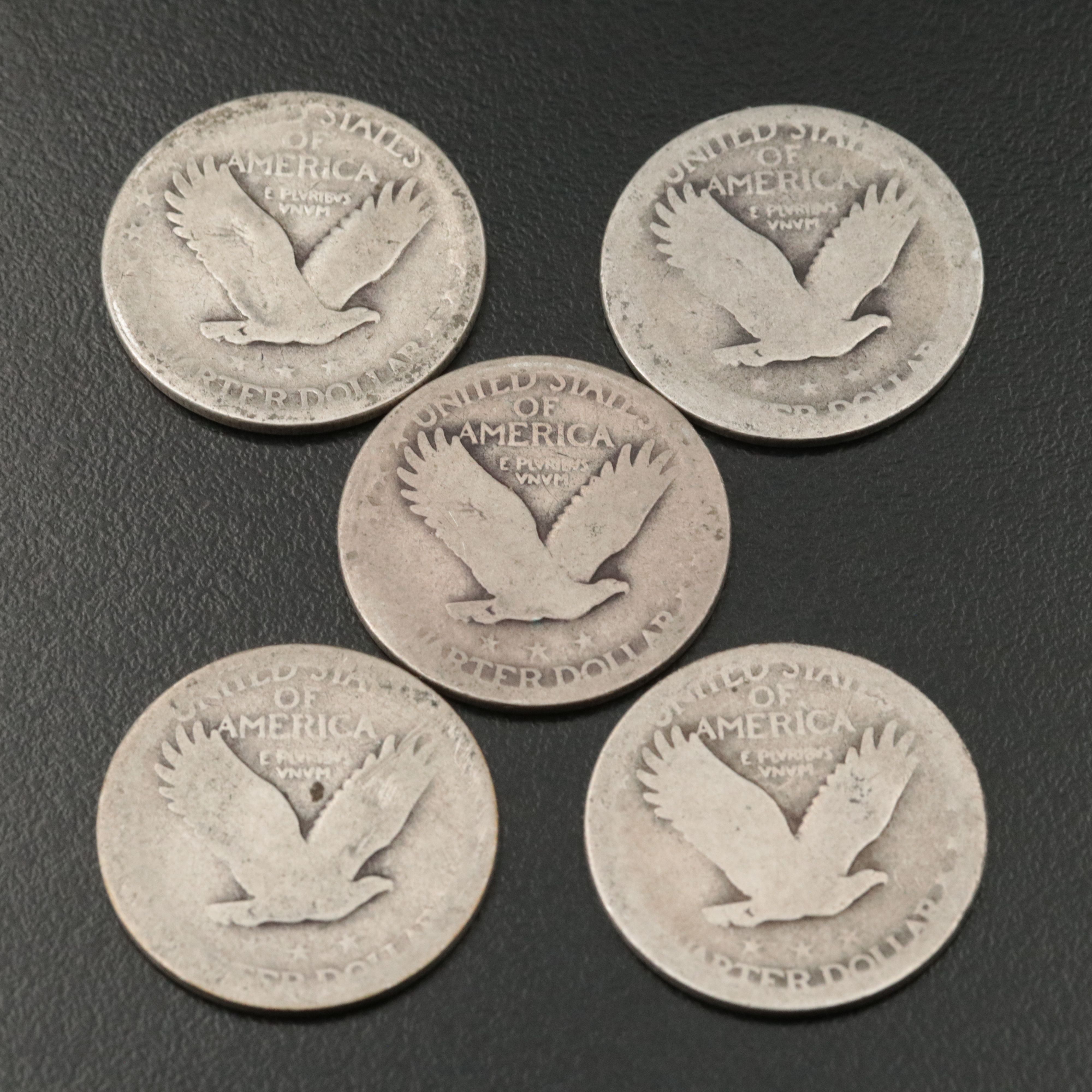Seventeen Assorted Standing Liberty Silver Quarters