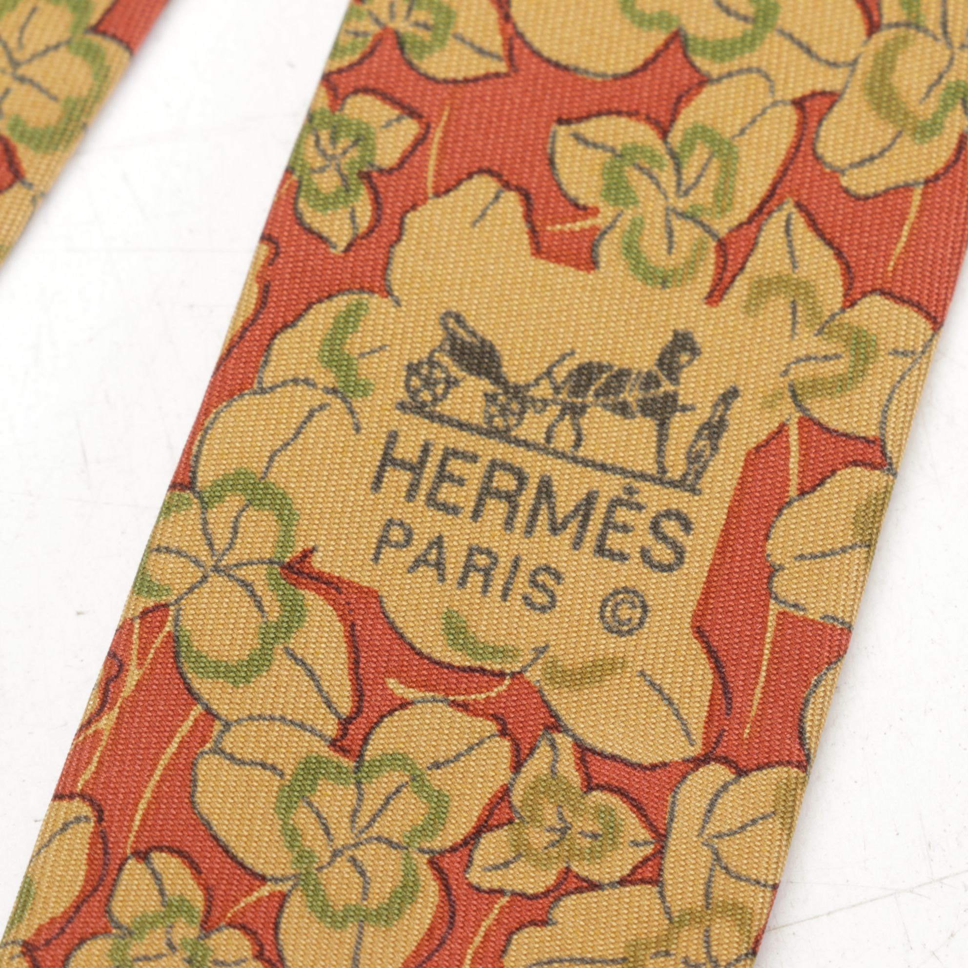 Hermès Silk Necktie with Leaf Motif