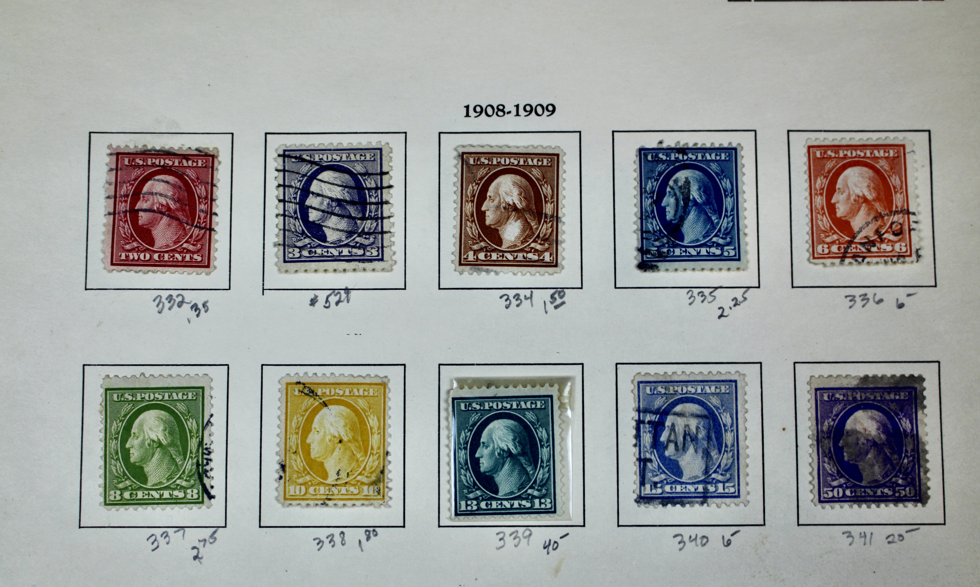 U.S. Postage Stamp Collection, 1908 to 1920, Mint and Used