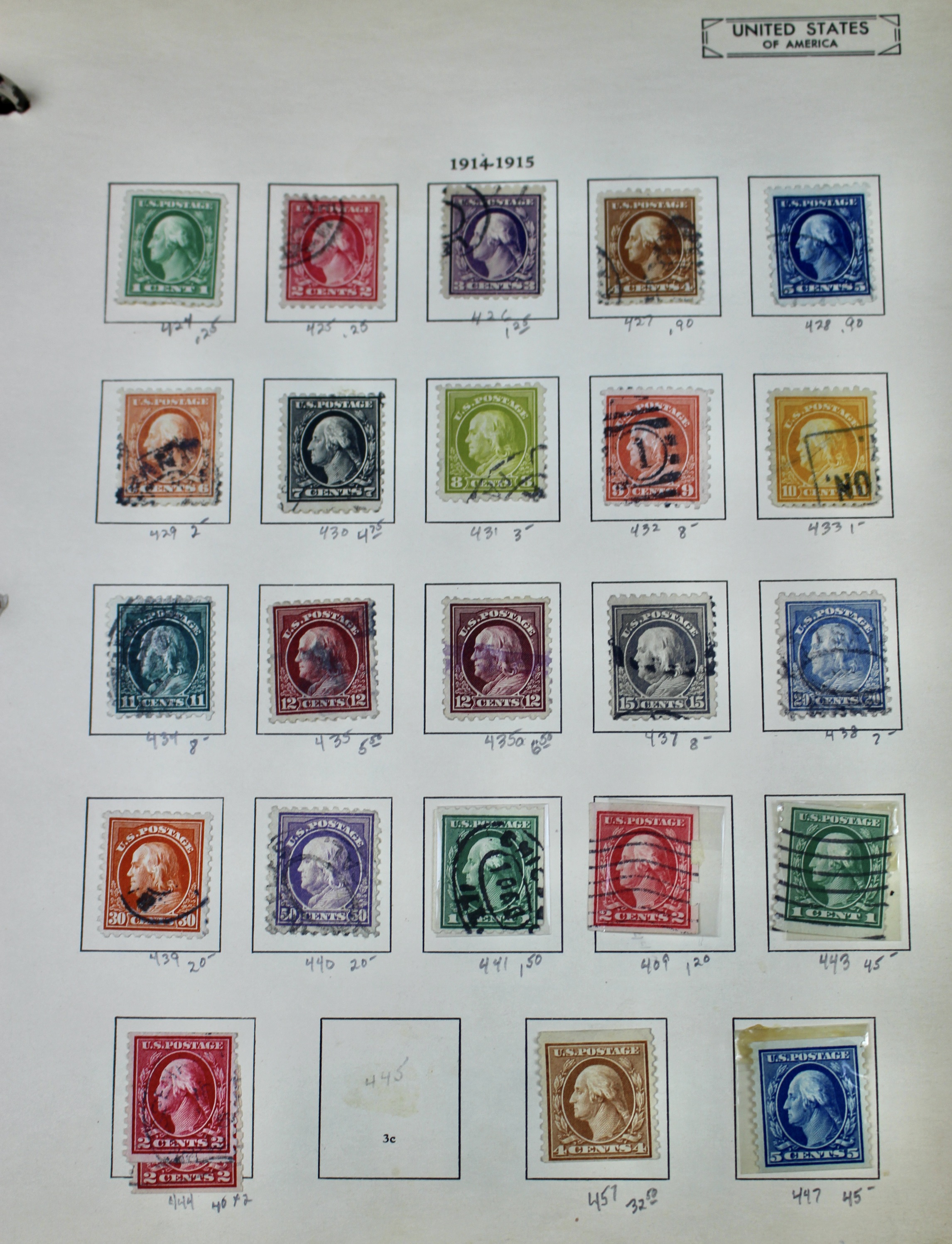 U.S. Postage Stamp Collection, 1908 to 1920, Mint and Used