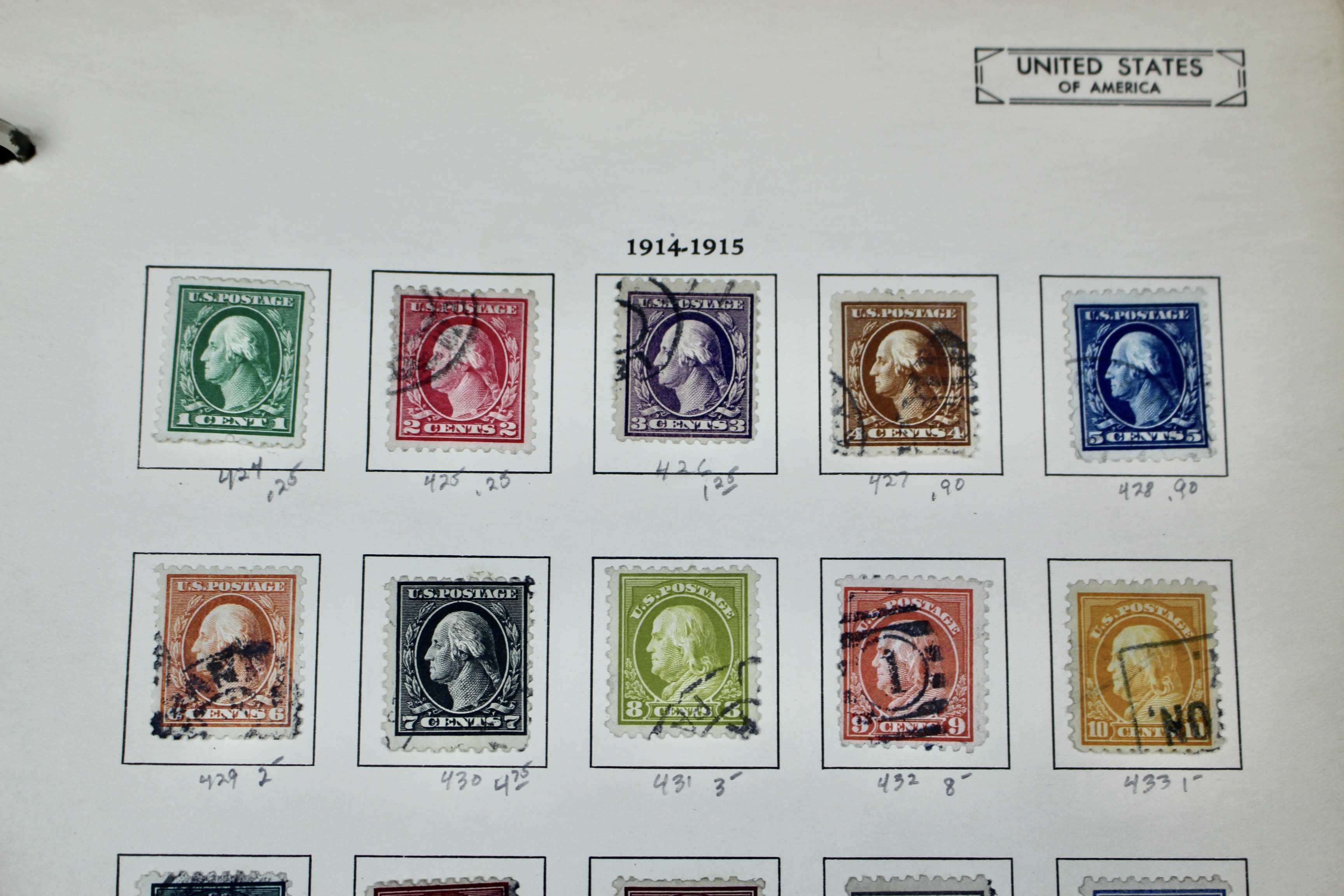 U.S. Postage Stamp Collection, 1908 to 1920, Mint and Used