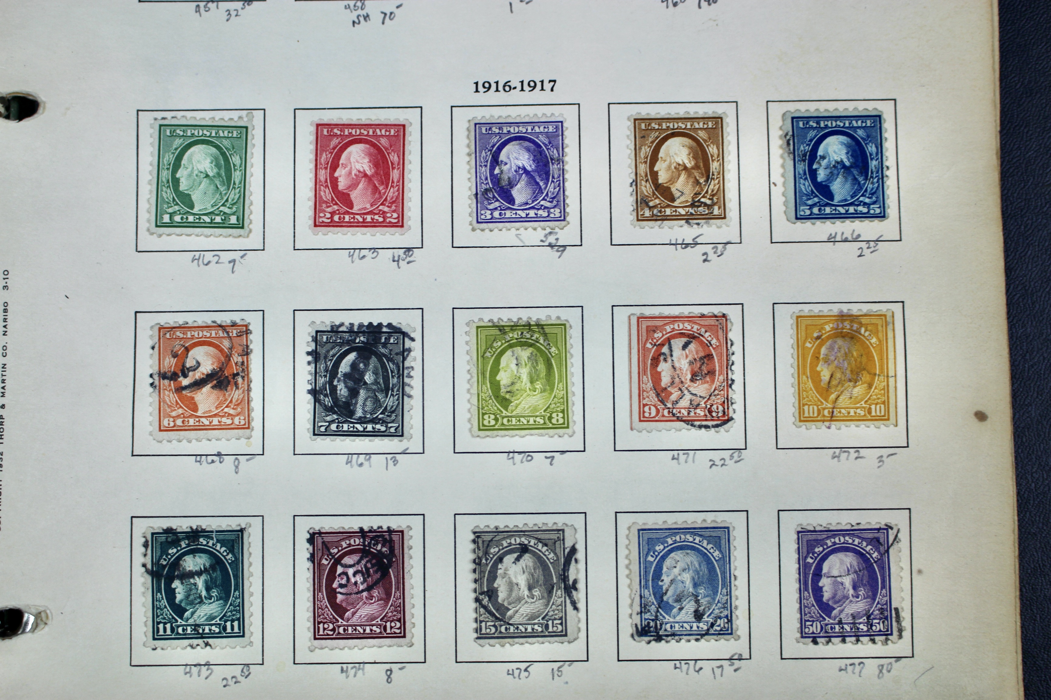 U.S. Postage Stamp Collection, 1908 to 1920, Mint and Used