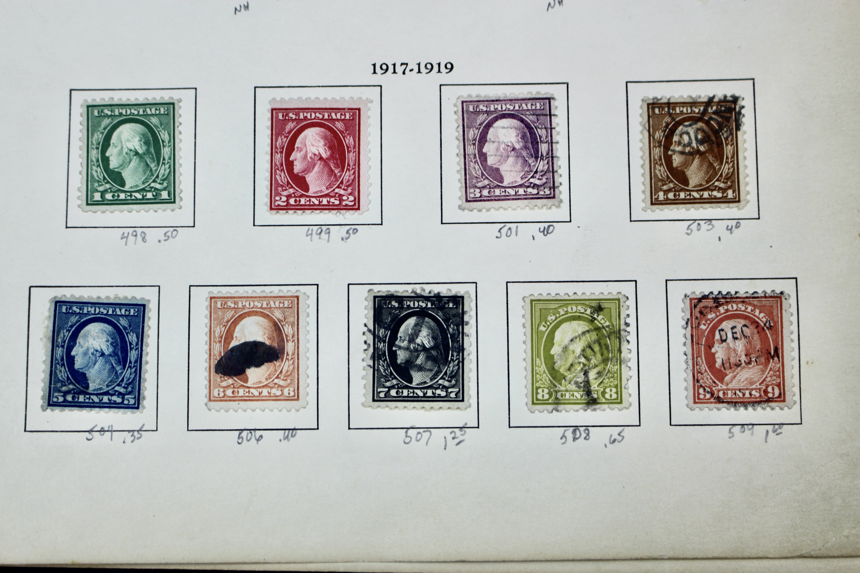 U.S. Postage Stamp Collection, 1908 to 1920, Mint and Used