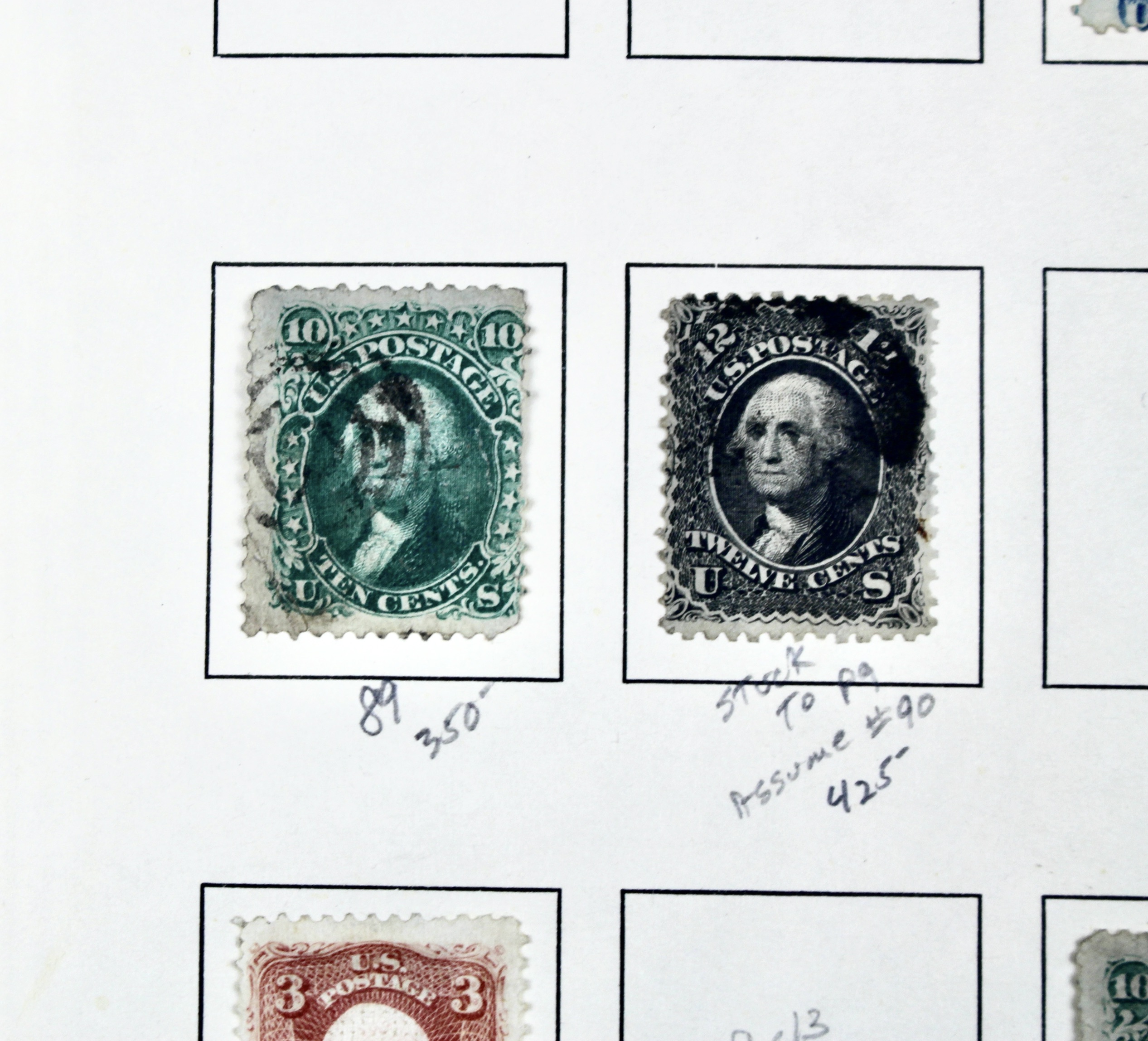 Eleven Classic U.S. Postage Stamps, Scott 86 to 98, All w/ Grills, 1867-1868