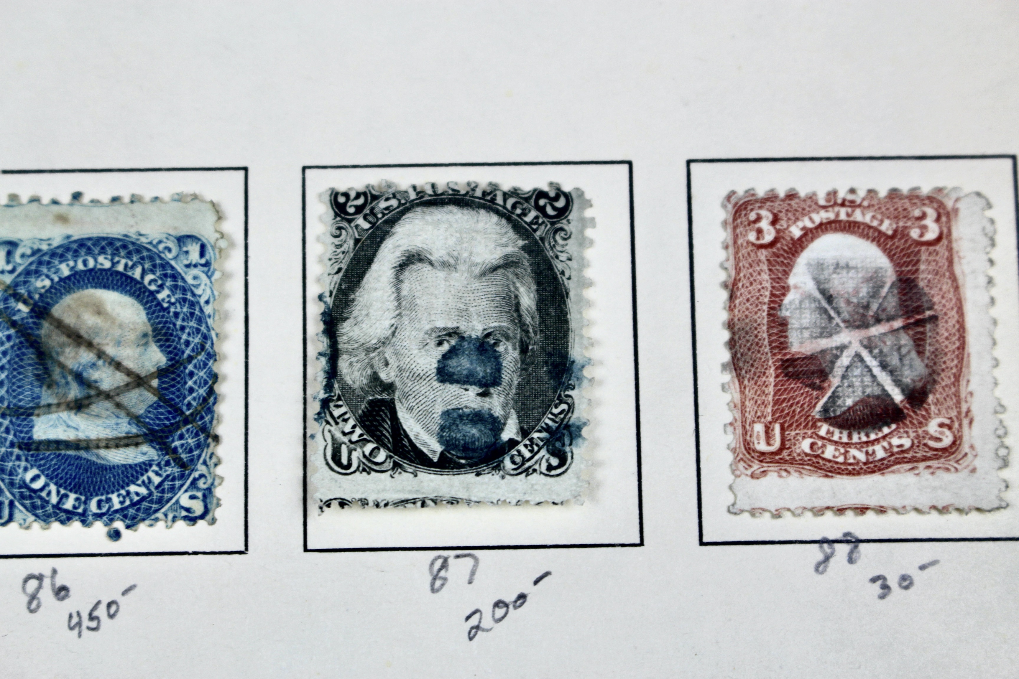 Eleven Classic U.S. Postage Stamps, Scott 86 to 98, All w/ Grills, 1867-1868