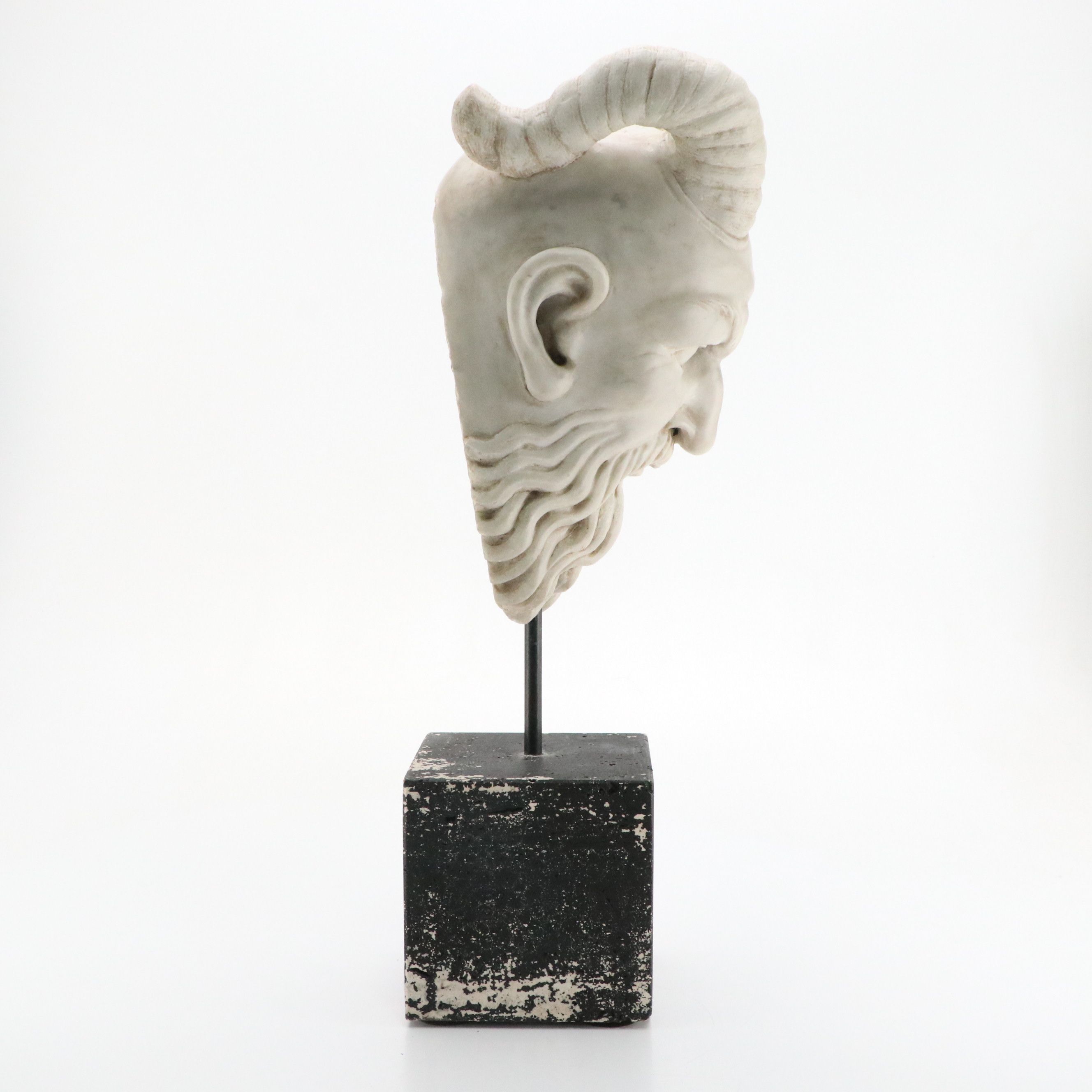 Grand Tour Carved Marble Head of a Satyr