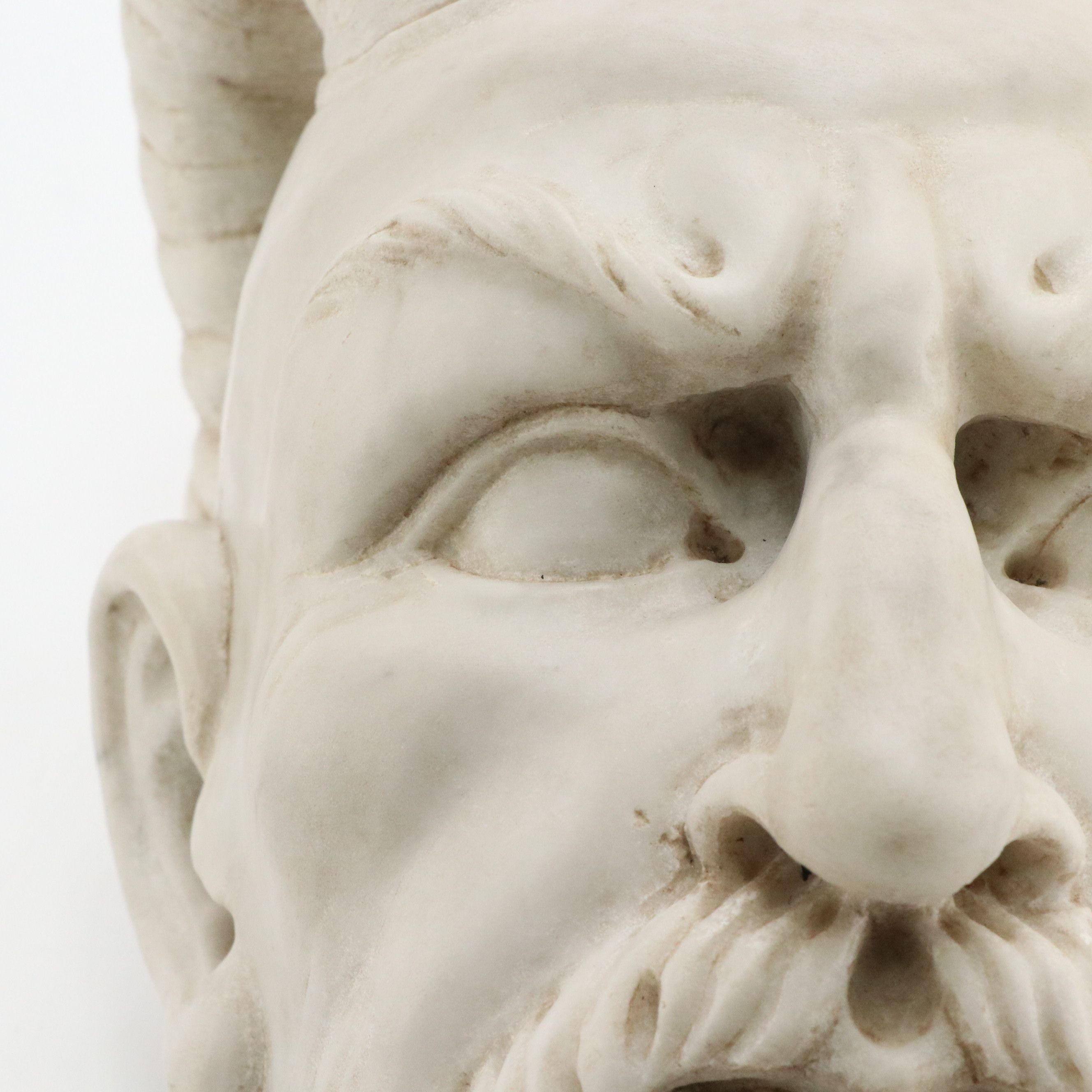 Grand Tour Carved Marble Head of a Satyr