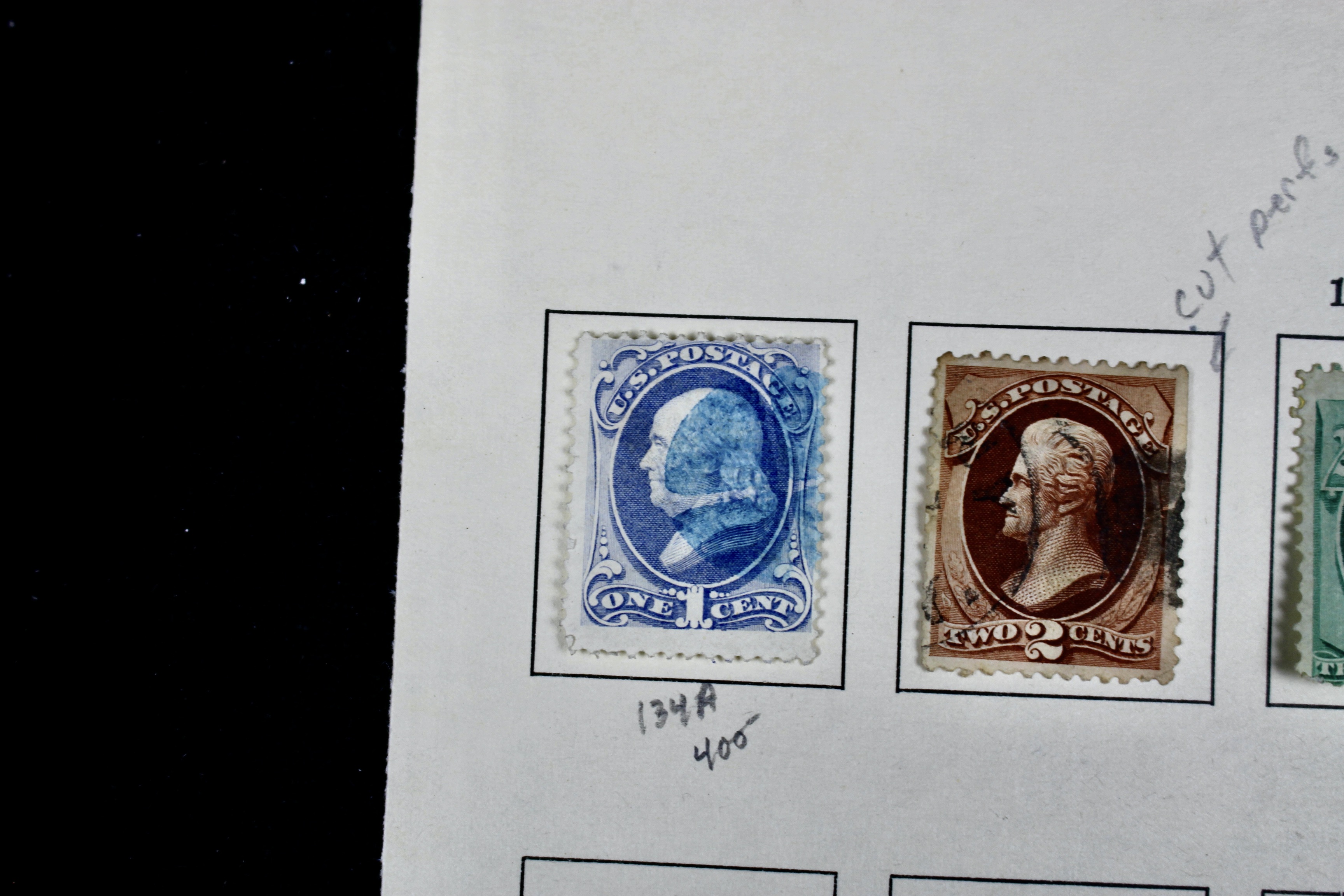 Fourteen Early U.S. Postage Stamps, 1870-1871