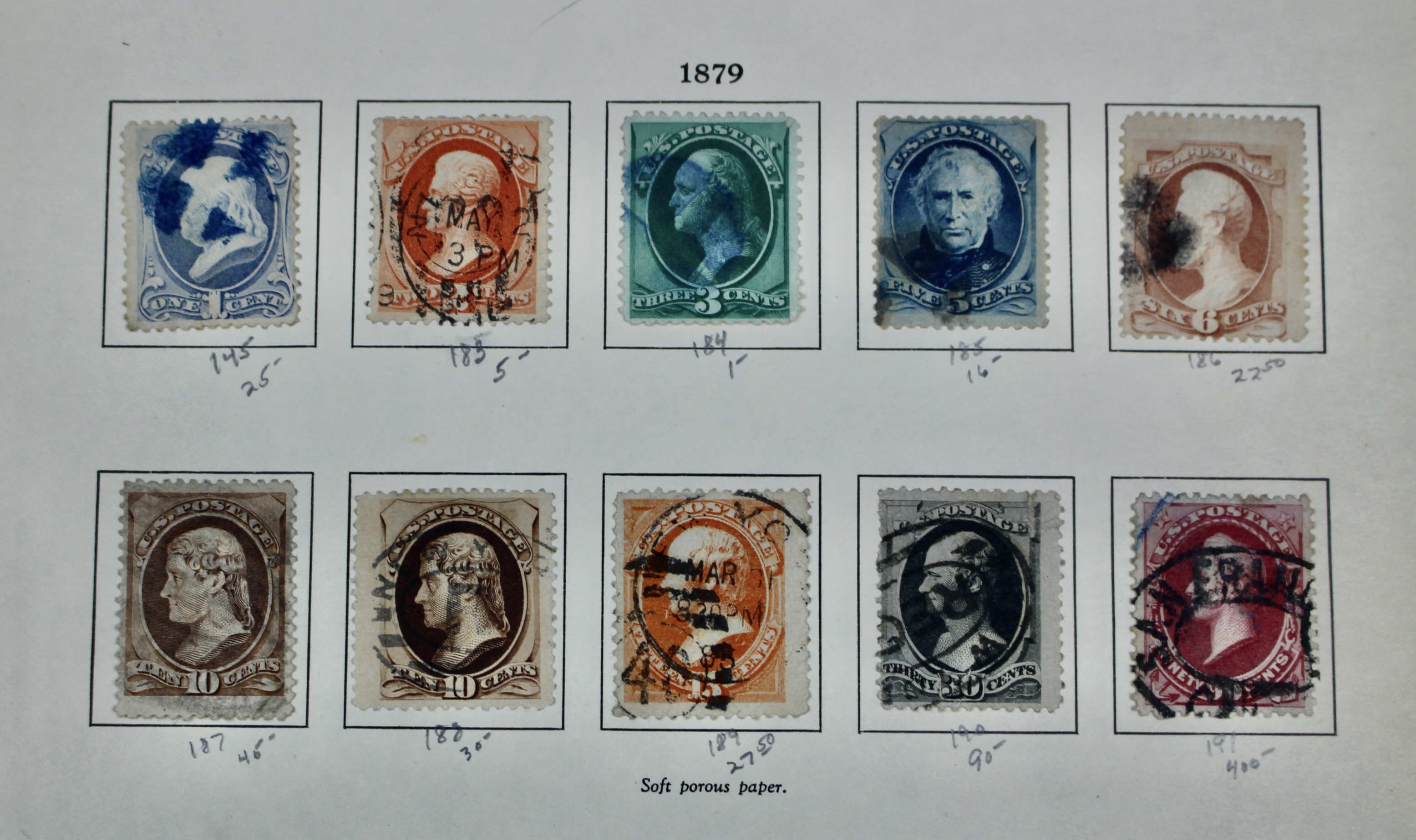 U.S. Postage Stamp Collection, 1857 to 1882